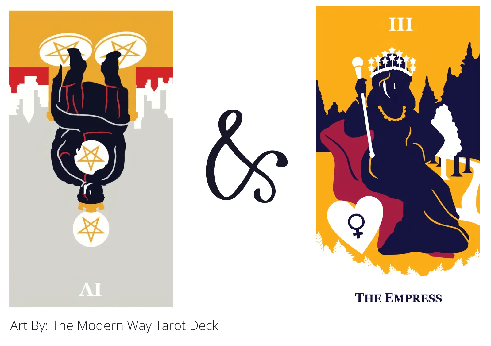 four of pentacles reversed and the empress tarot cards together