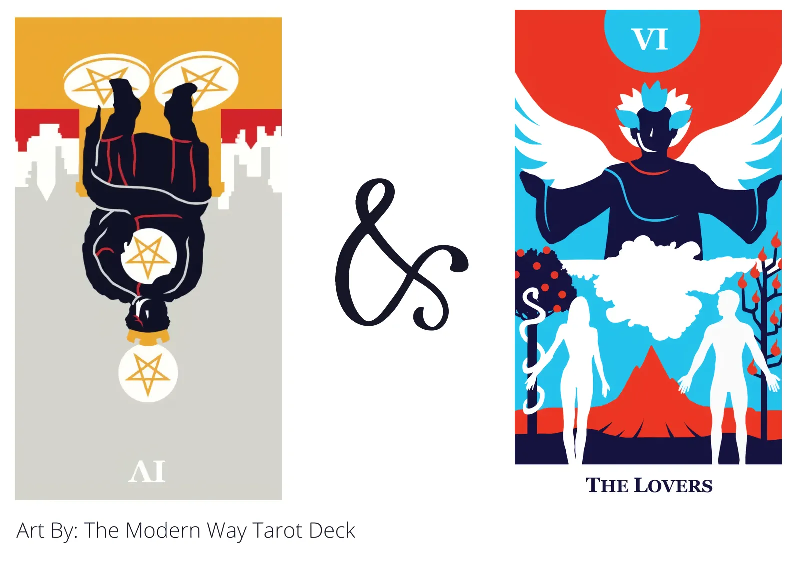 four of pentacles reversed and the lovers tarot cards together