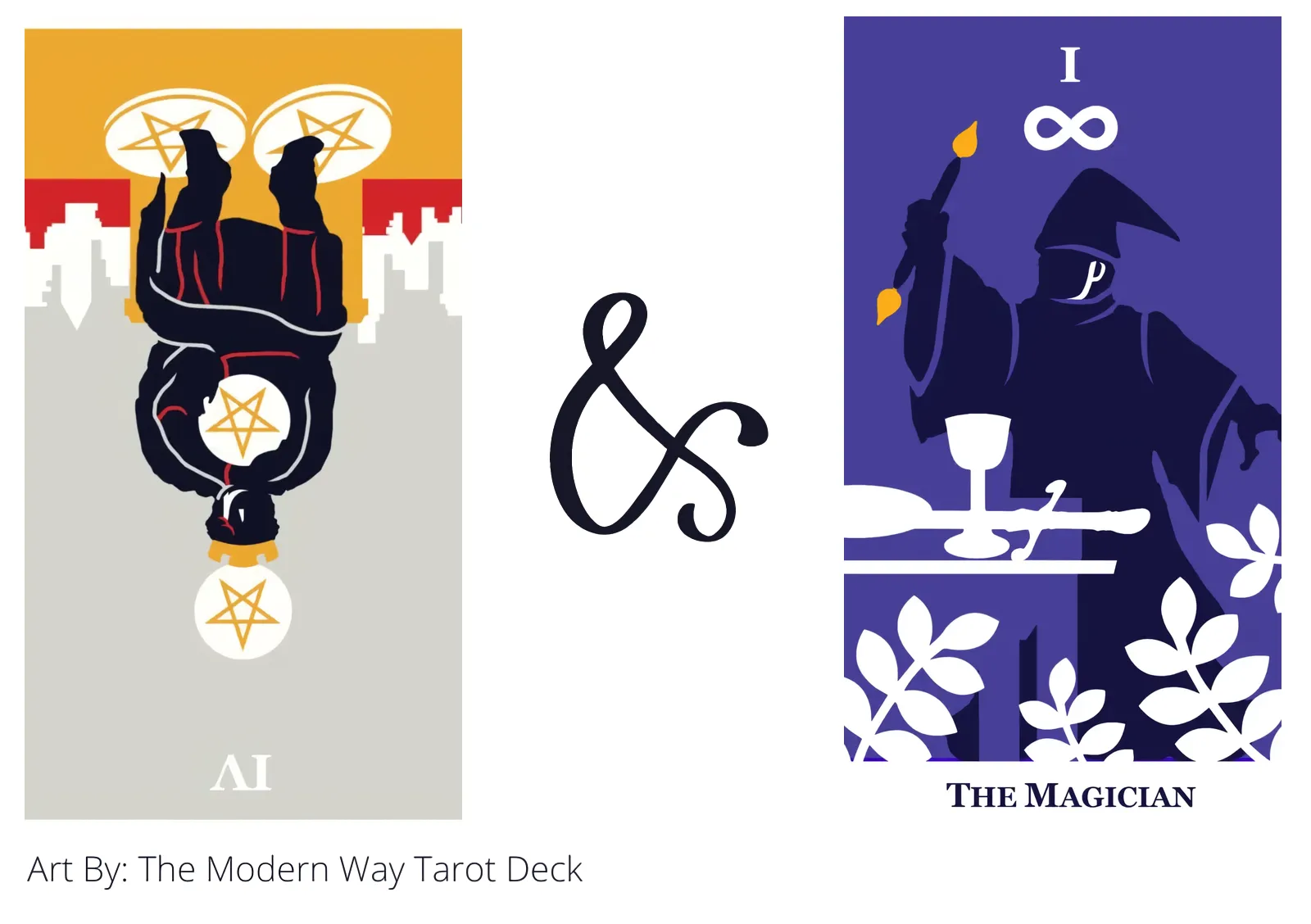 four of pentacles reversed and the magician tarot cards together