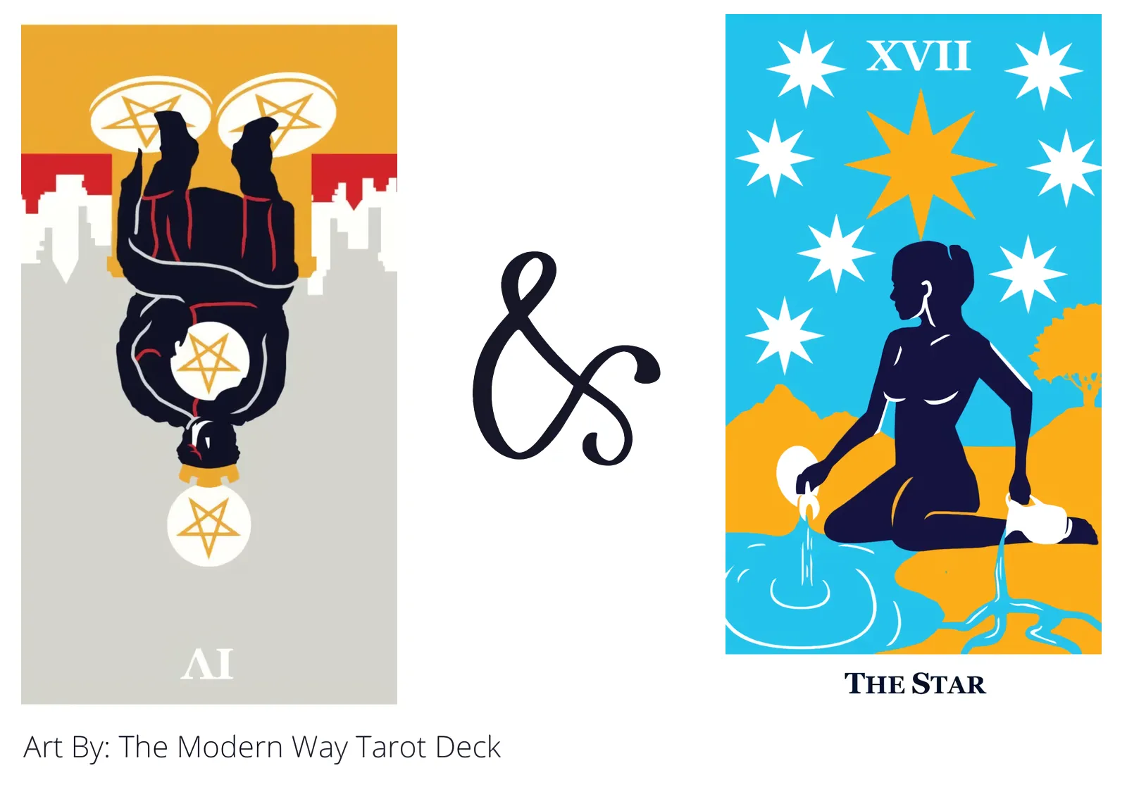 four of pentacles reversed and the star tarot cards together