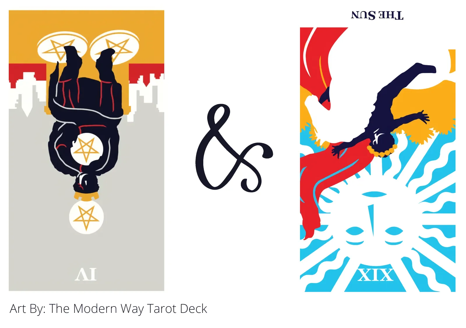 four of pentacles reversed and the sun reversed tarot cards together
