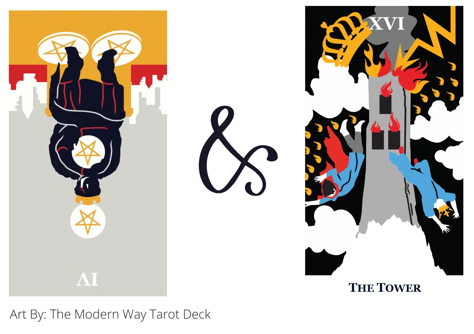 four of pentacles reversed and the tower tarot cards together
