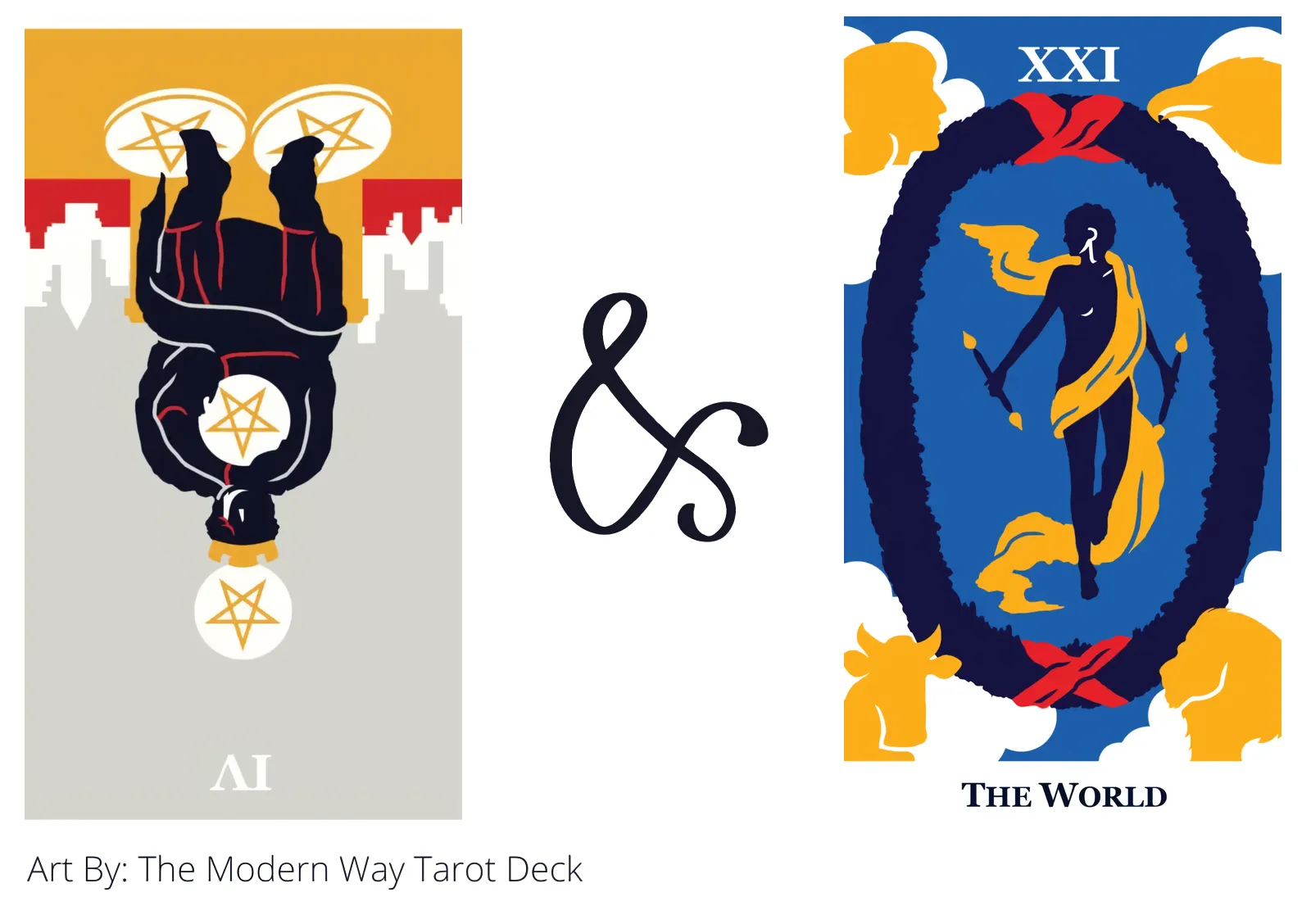 four of pentacles reversed and the world tarot cards together