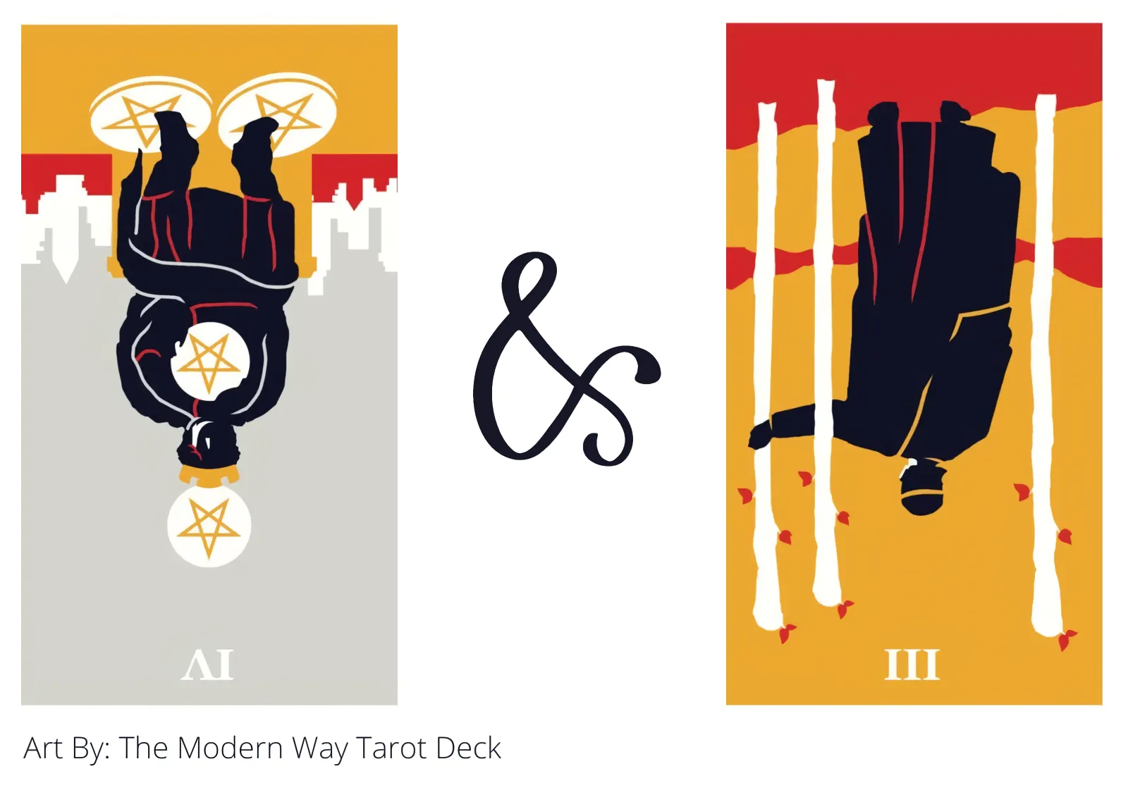 four of pentacles reversed and three of wands reversed tarot cards together