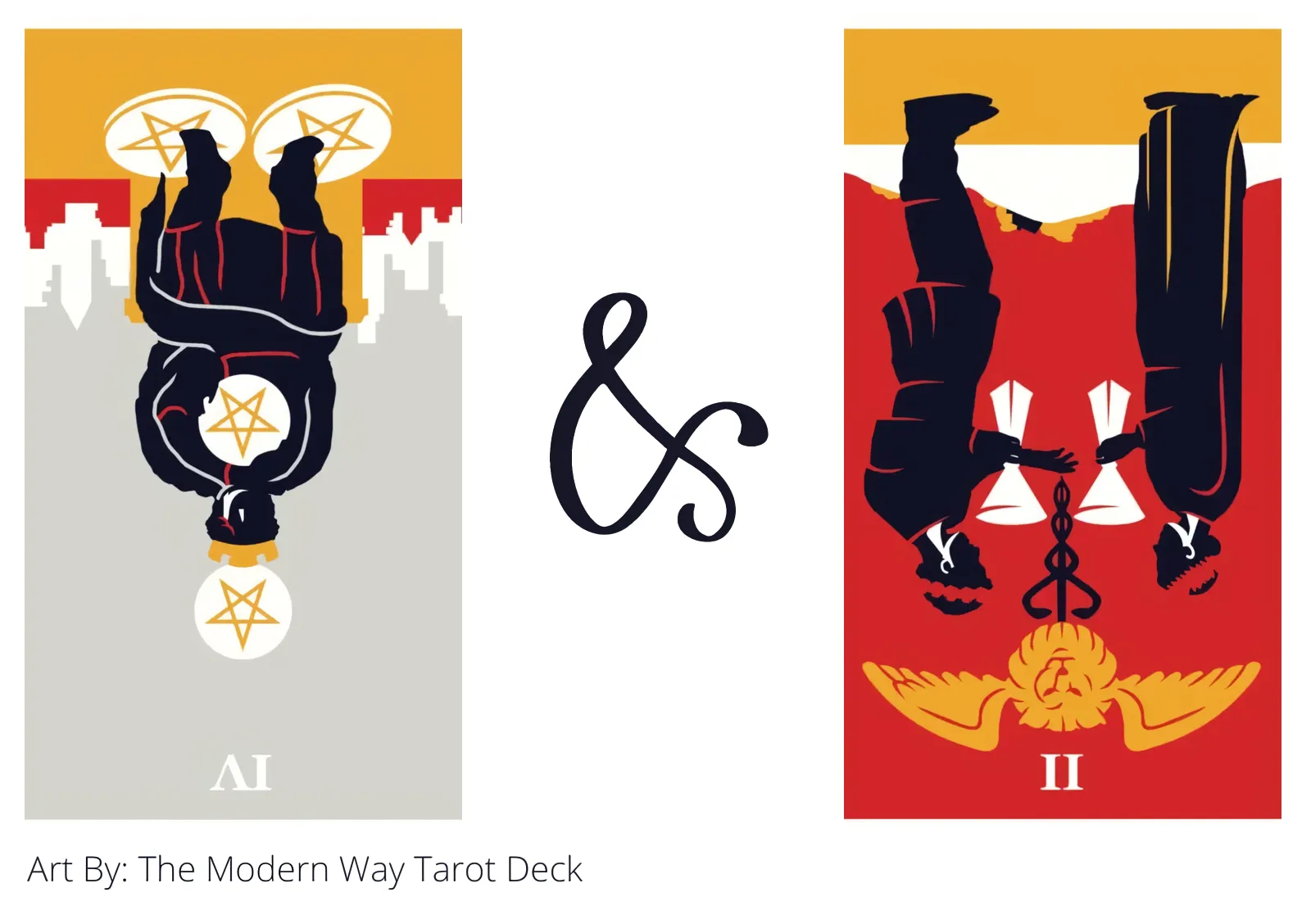 four of pentacles reversed and two of cups reversed tarot cards together