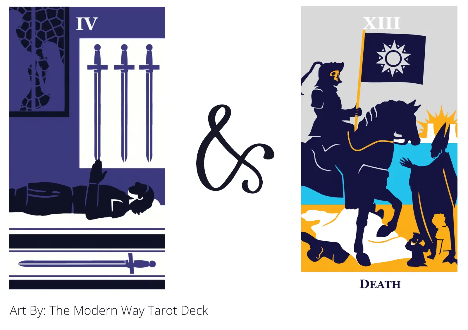 four of swords and death tarot cards together