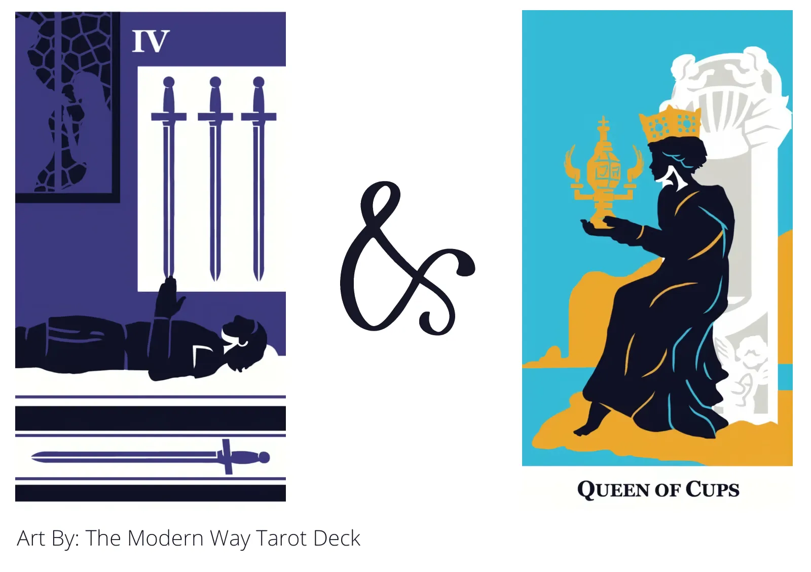 four of swords and queen of cups tarot cards together
