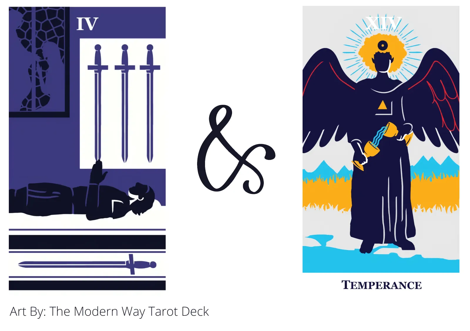 four of swords and temperance tarot cards together