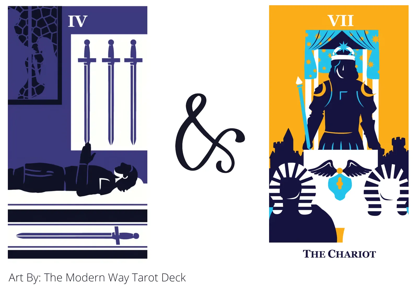four of swords and the chariot tarot cards together