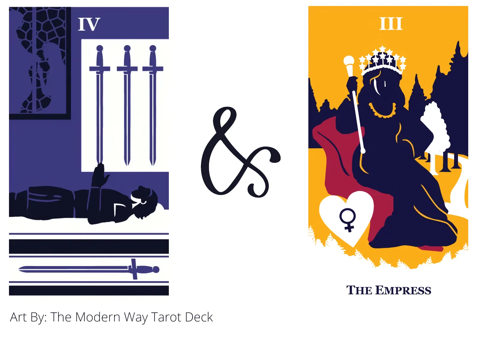 four of swords and the empress tarot cards together
