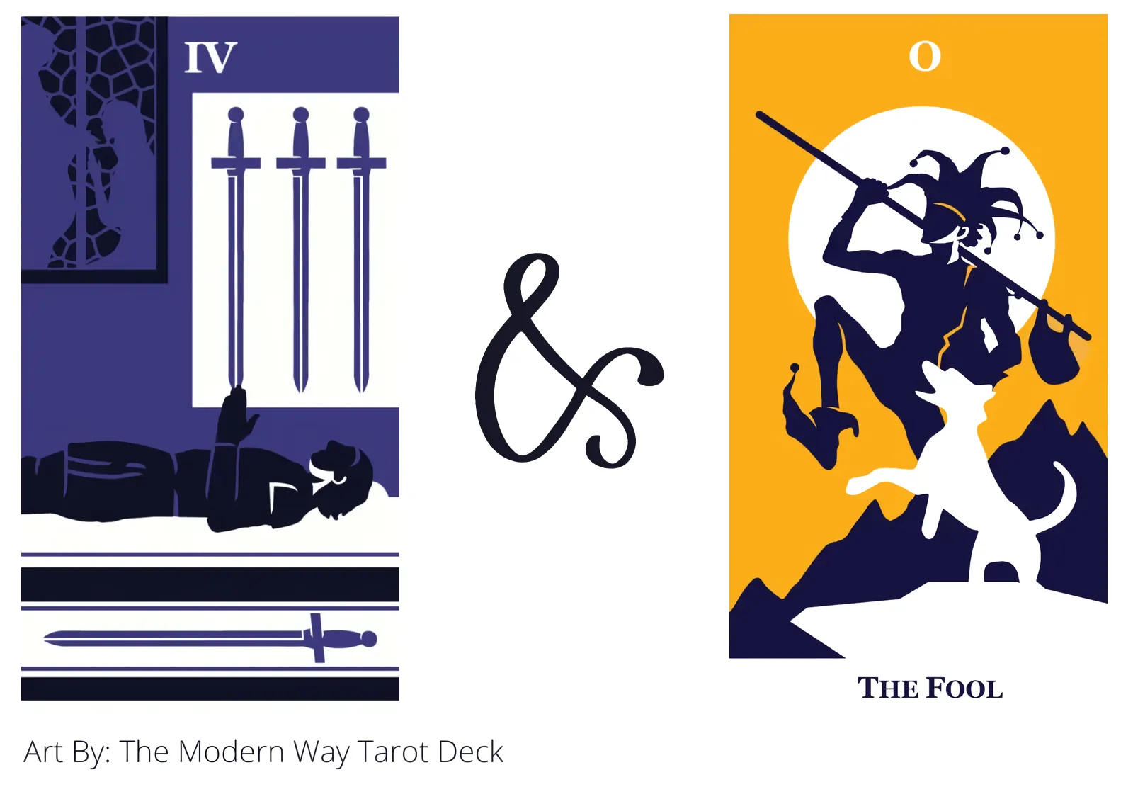 four of swords and the fool tarot cards together