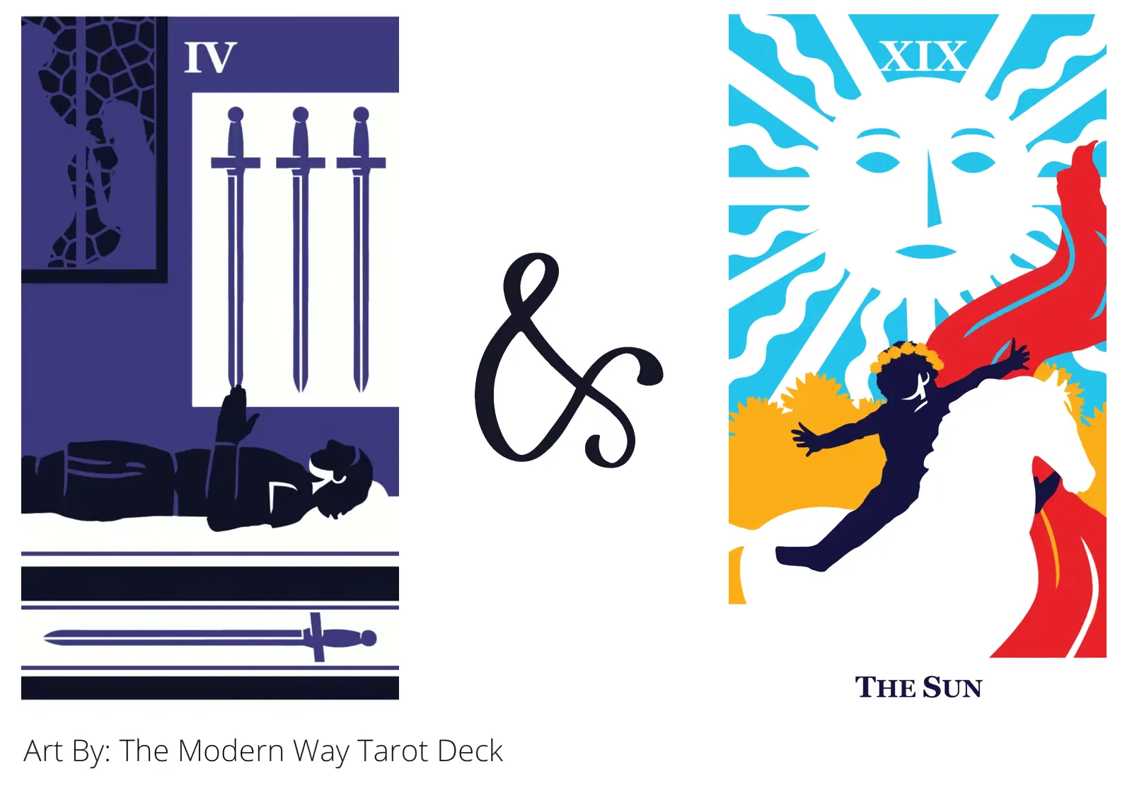 four of swords and the sun tarot cards together