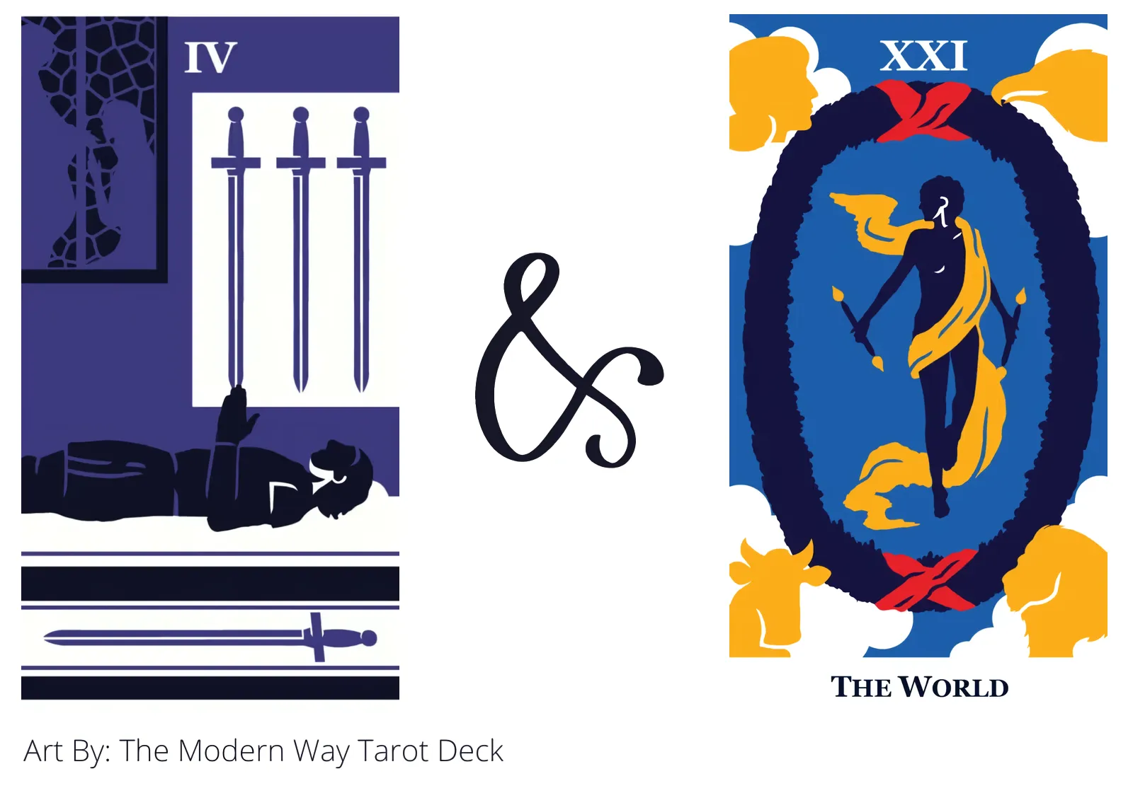 four of swords and the world tarot cards together