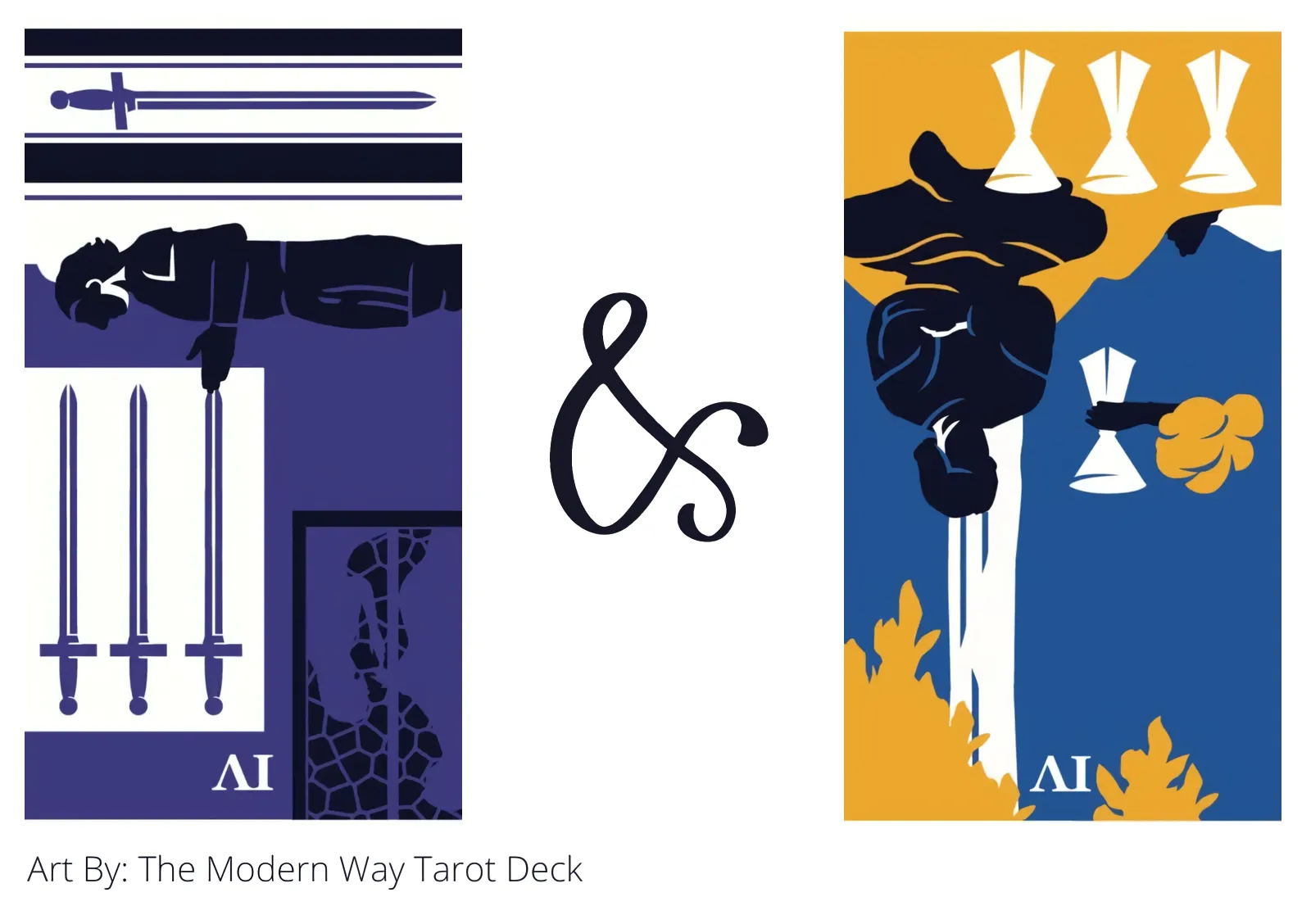 four of swords reversed and four of cups reversed tarot cards together