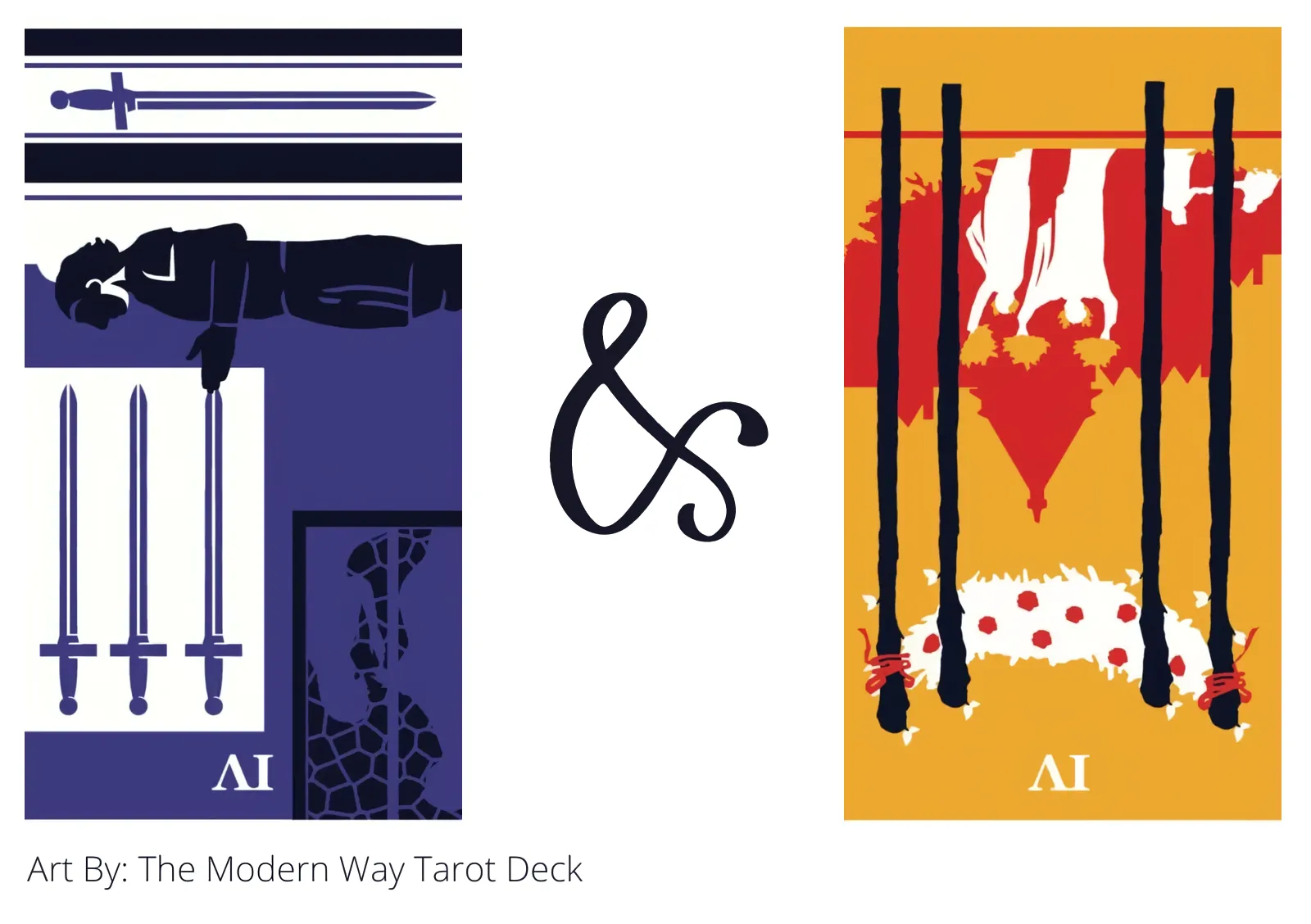 four of swords reversed and four of wands reversed tarot cards together