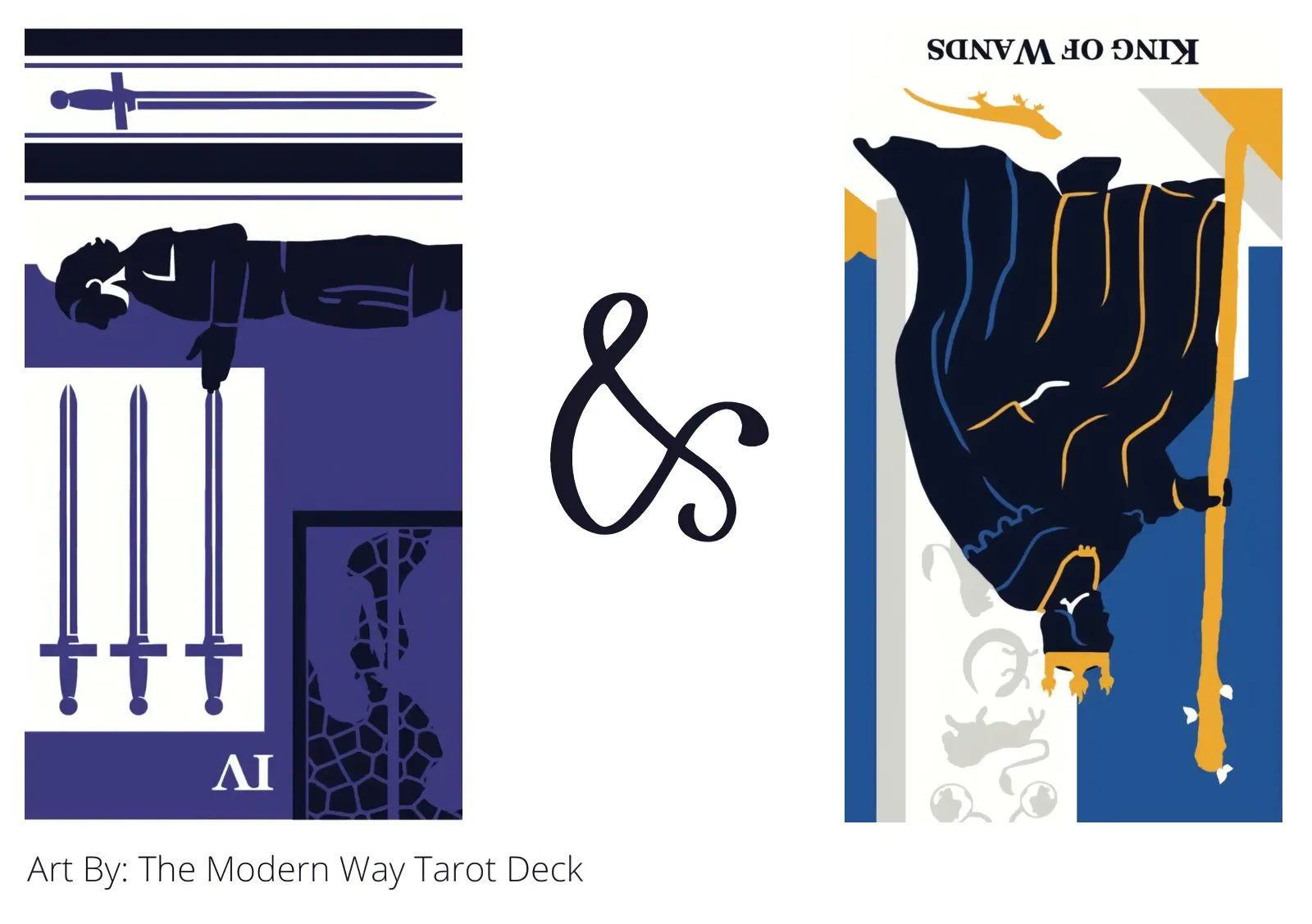 four of swords reversed and king of wands reversed tarot cards together