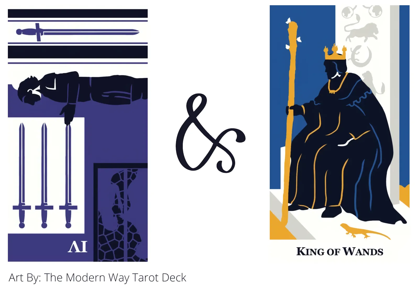 four of swords reversed and king of wands tarot cards together