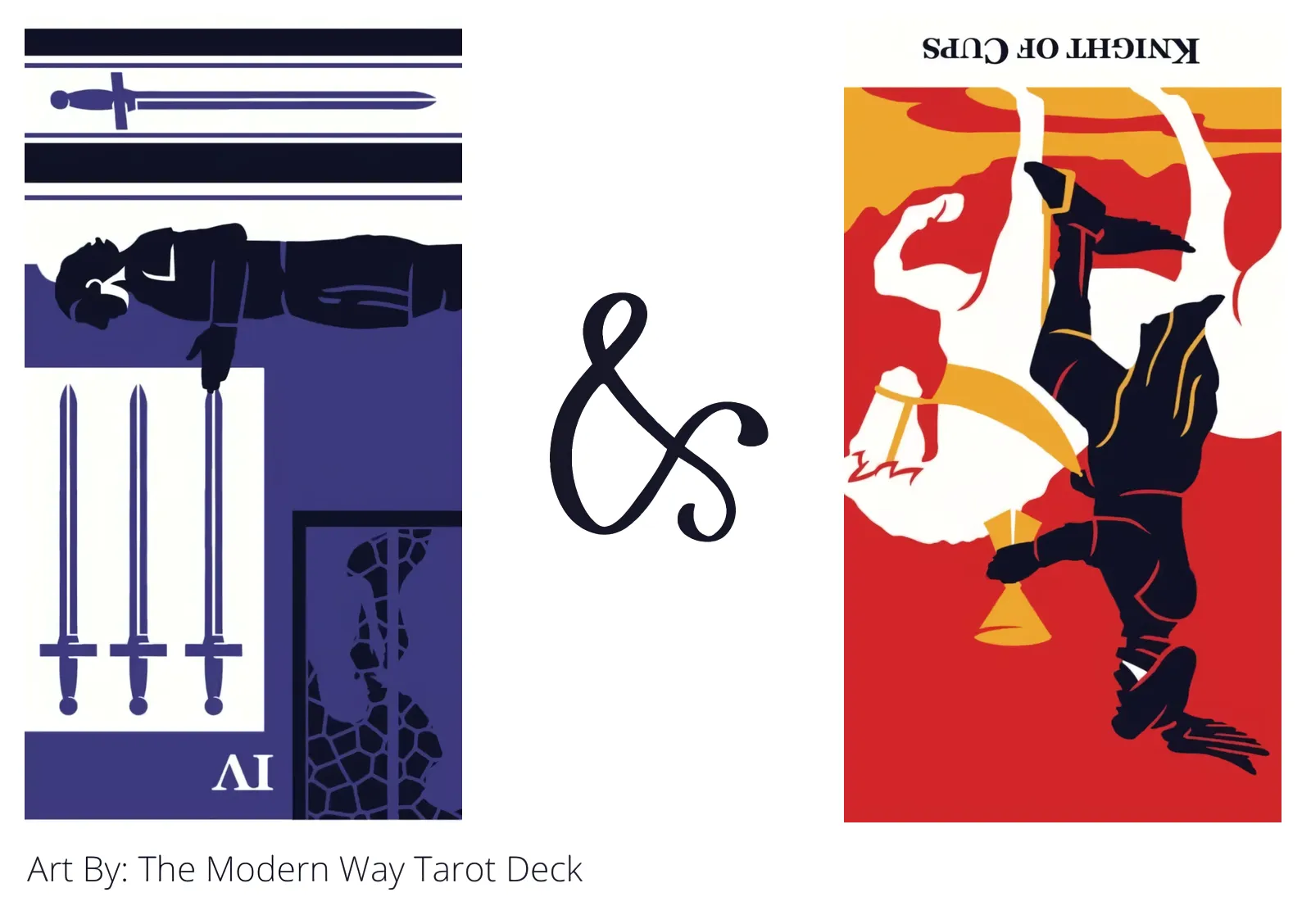 four of swords reversed and knight of cups reversed tarot cards together