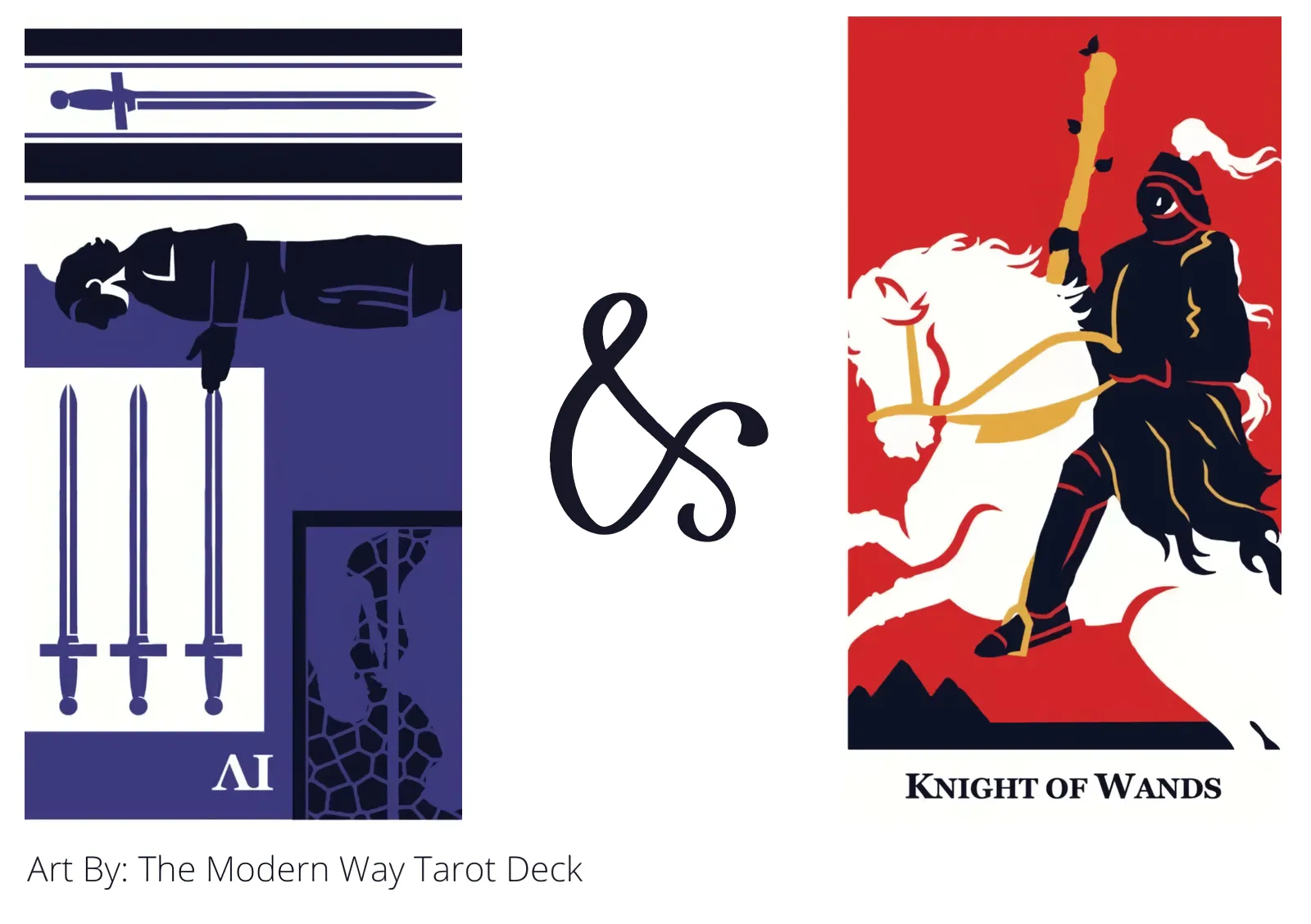 four of swords reversed and knight of wands tarot cards together