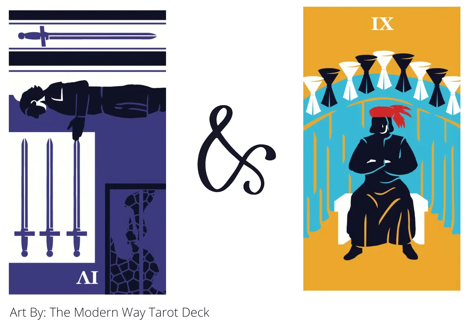 four of swords reversed and nine of cups tarot cards together