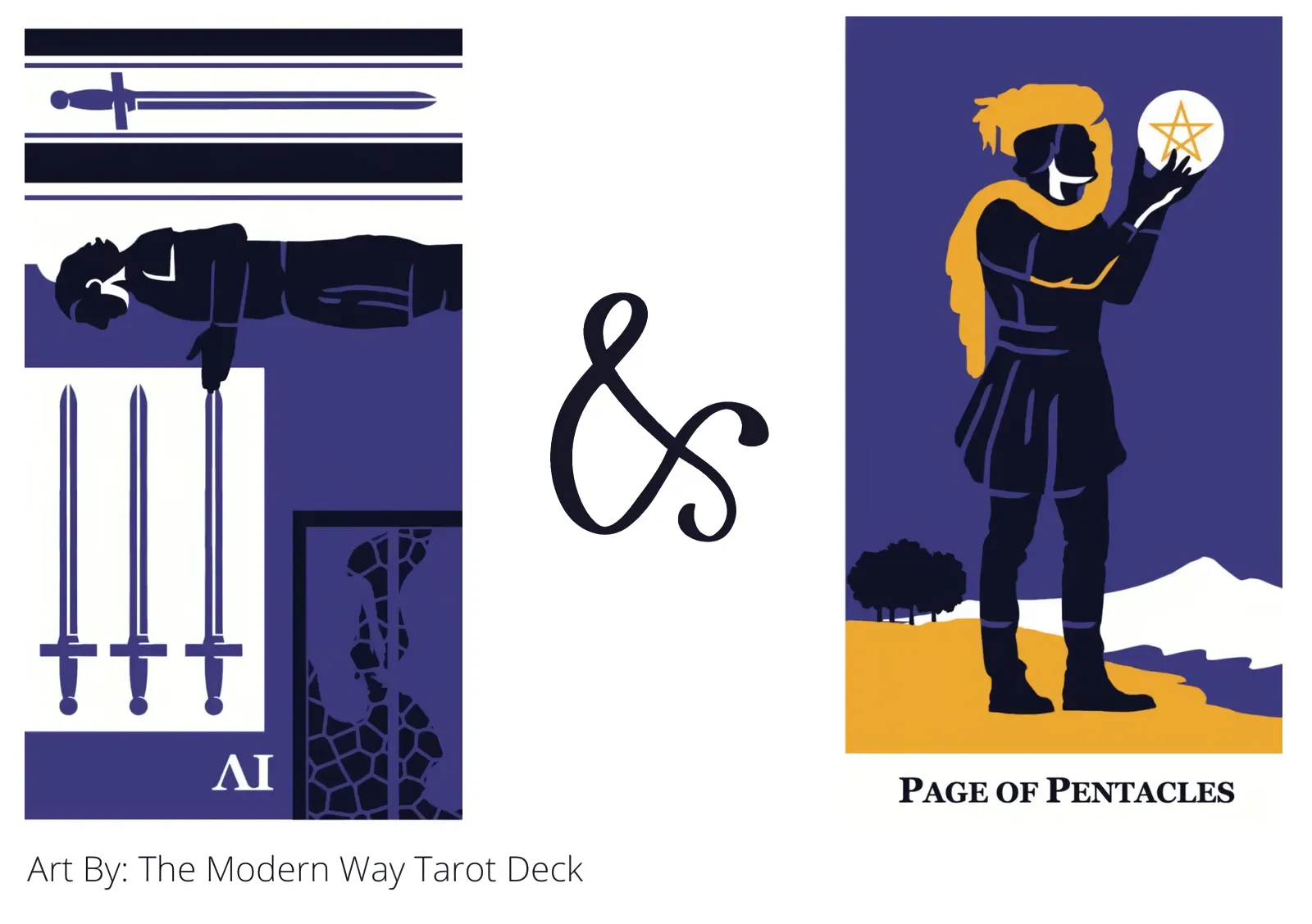 four of swords reversed and page of pentacles tarot cards together