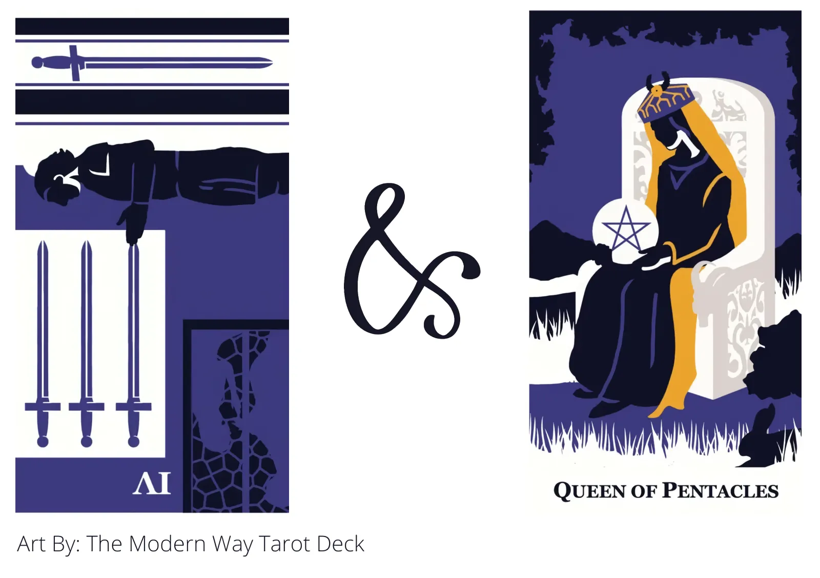 four of swords reversed and queen of pentacles tarot cards together