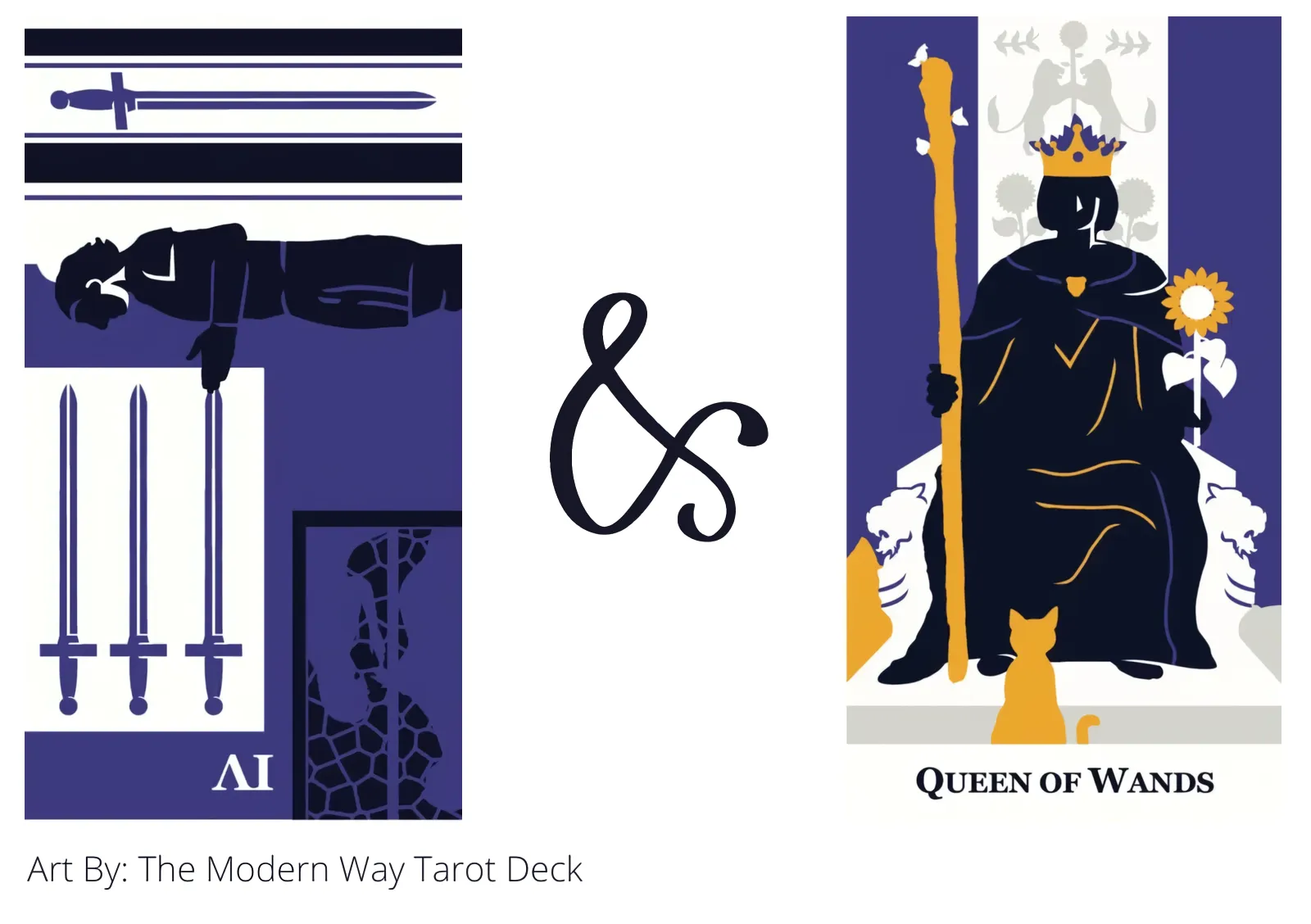 four of swords reversed and queen of wands tarot cards together
