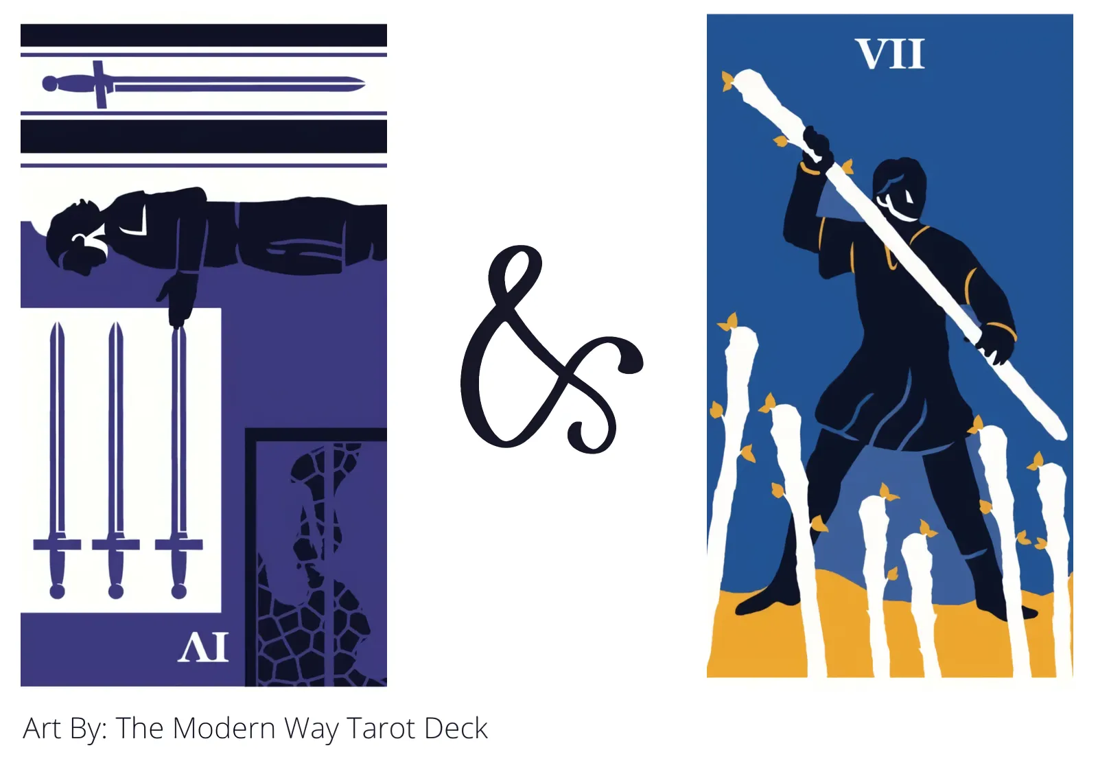 four of swords reversed and seven of wands tarot cards together