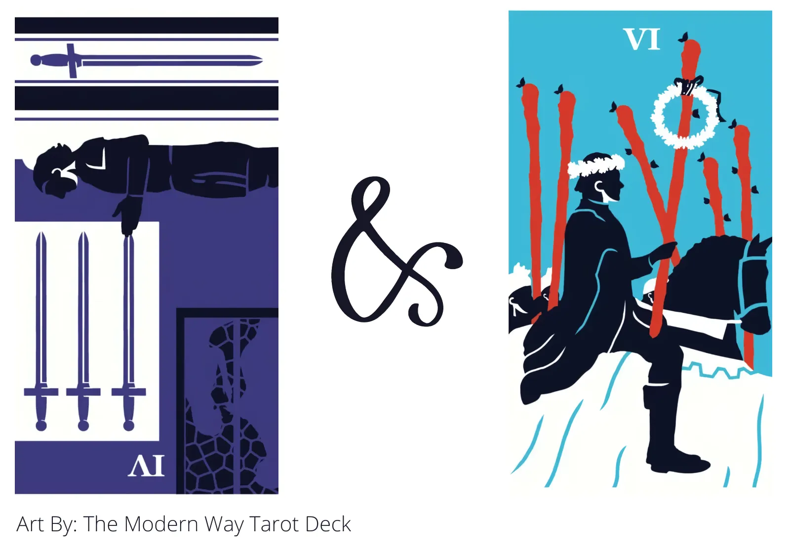 four of swords reversed and six of wands tarot cards together