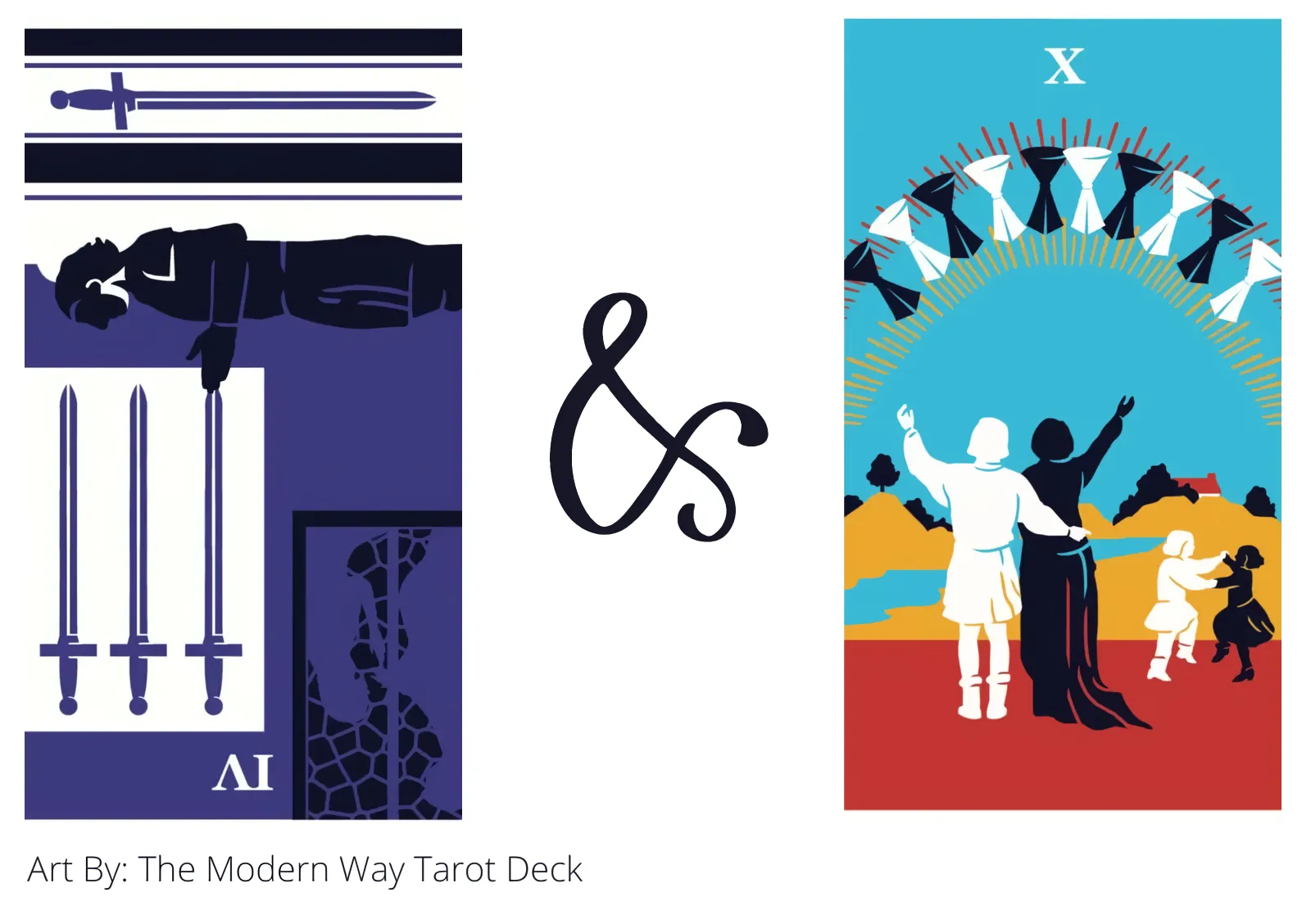 four of swords reversed and ten of cups tarot cards together