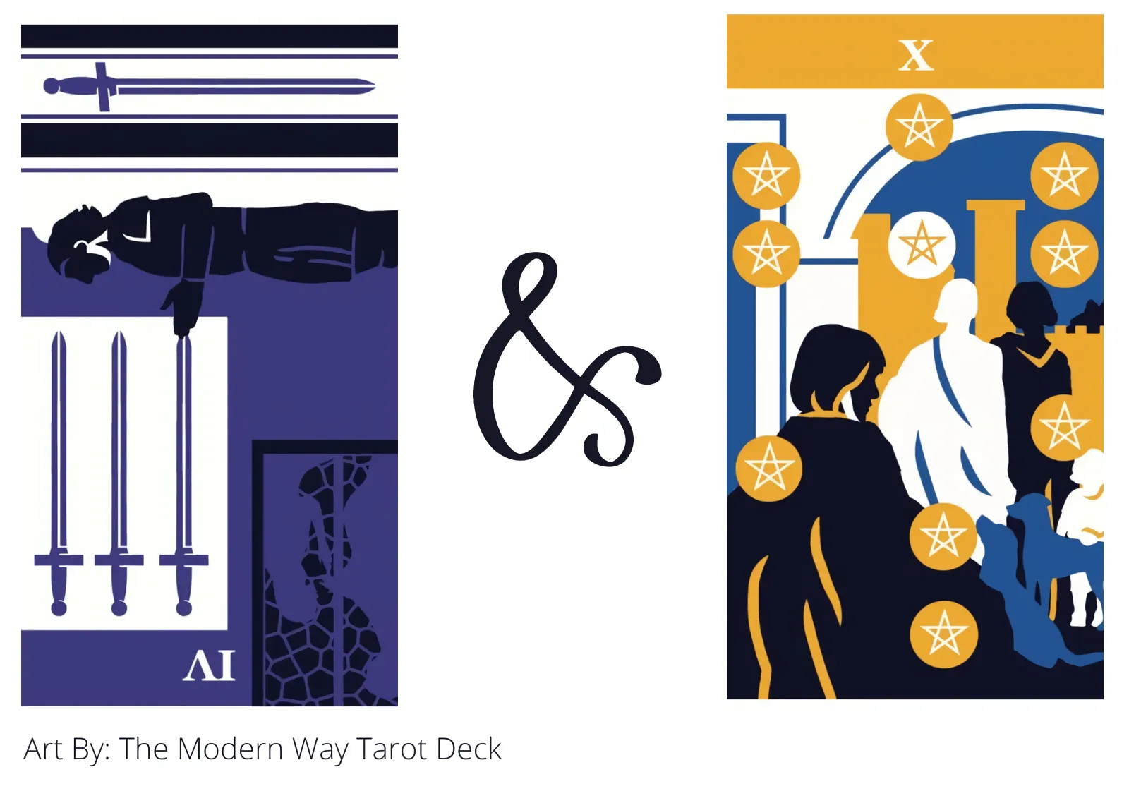 four of swords reversed and ten of pentacles tarot cards together