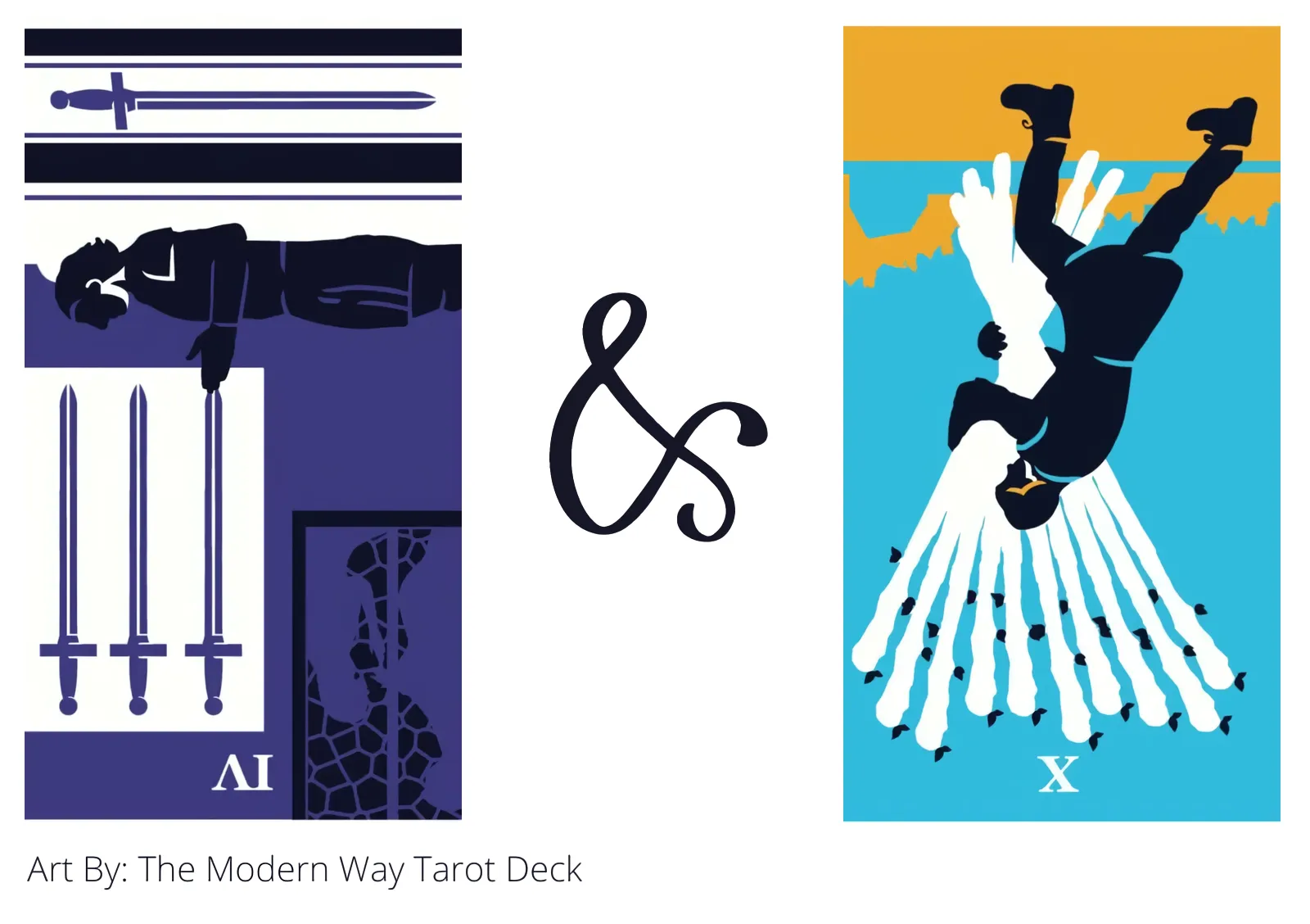 four of swords reversed and ten of wands reversed tarot cards together