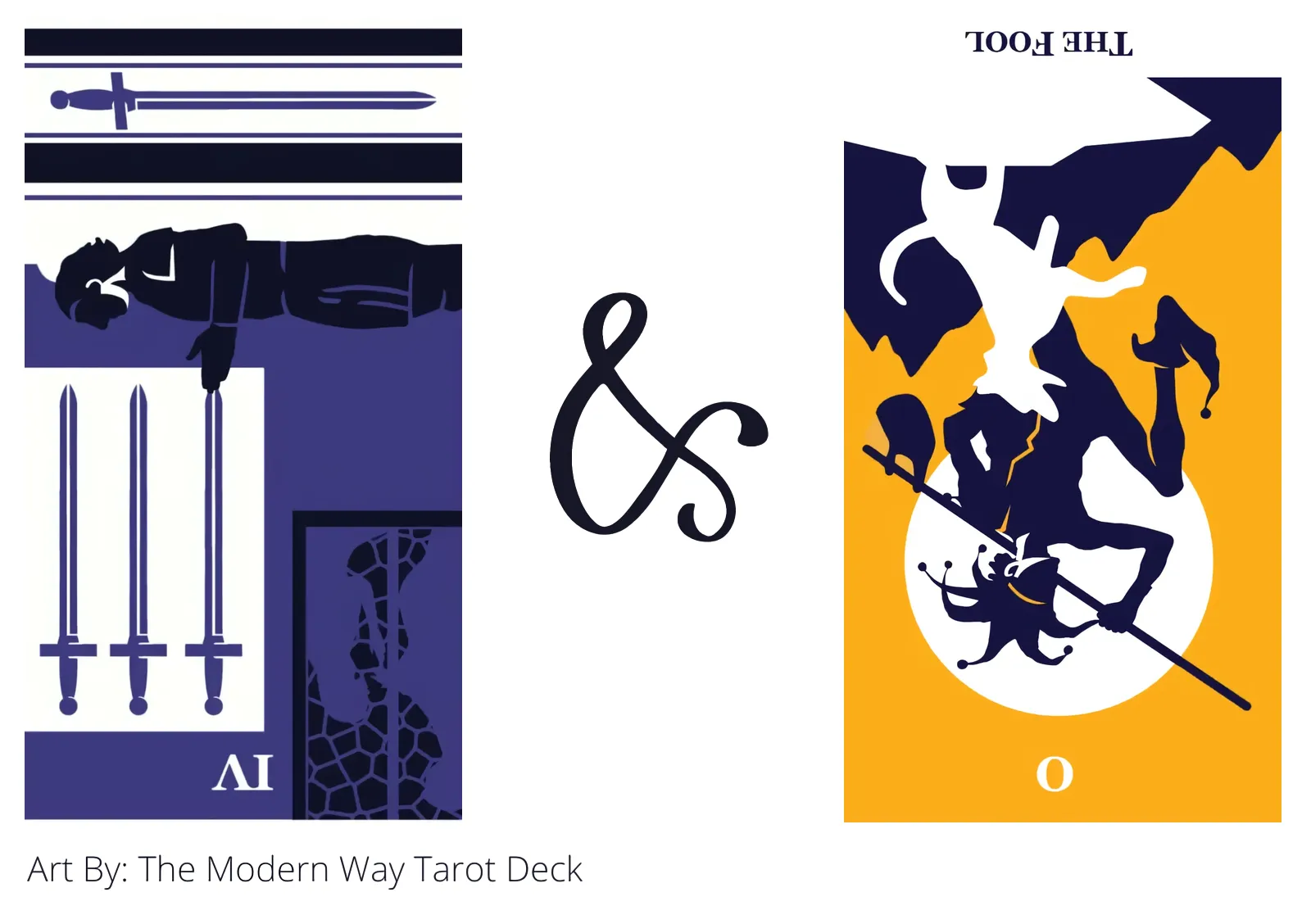 four of swords reversed and the fool reversed tarot cards together
