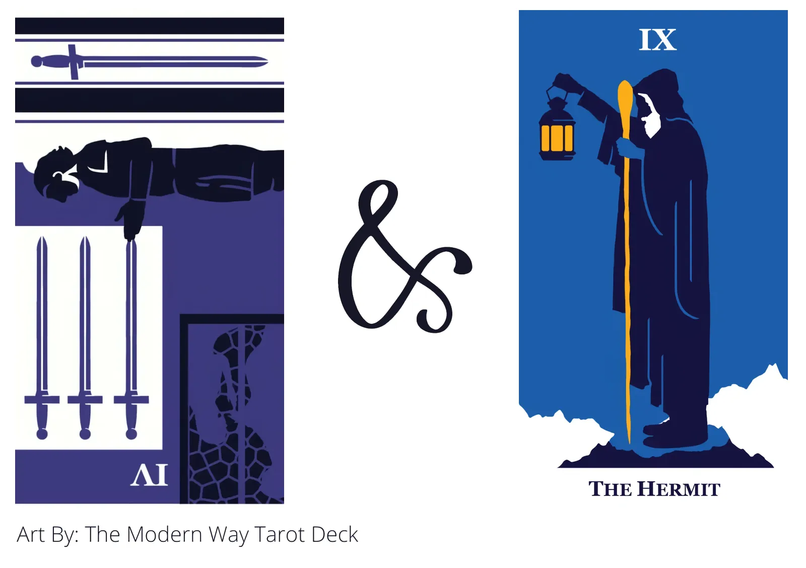 four of swords reversed and the hermit tarot cards together