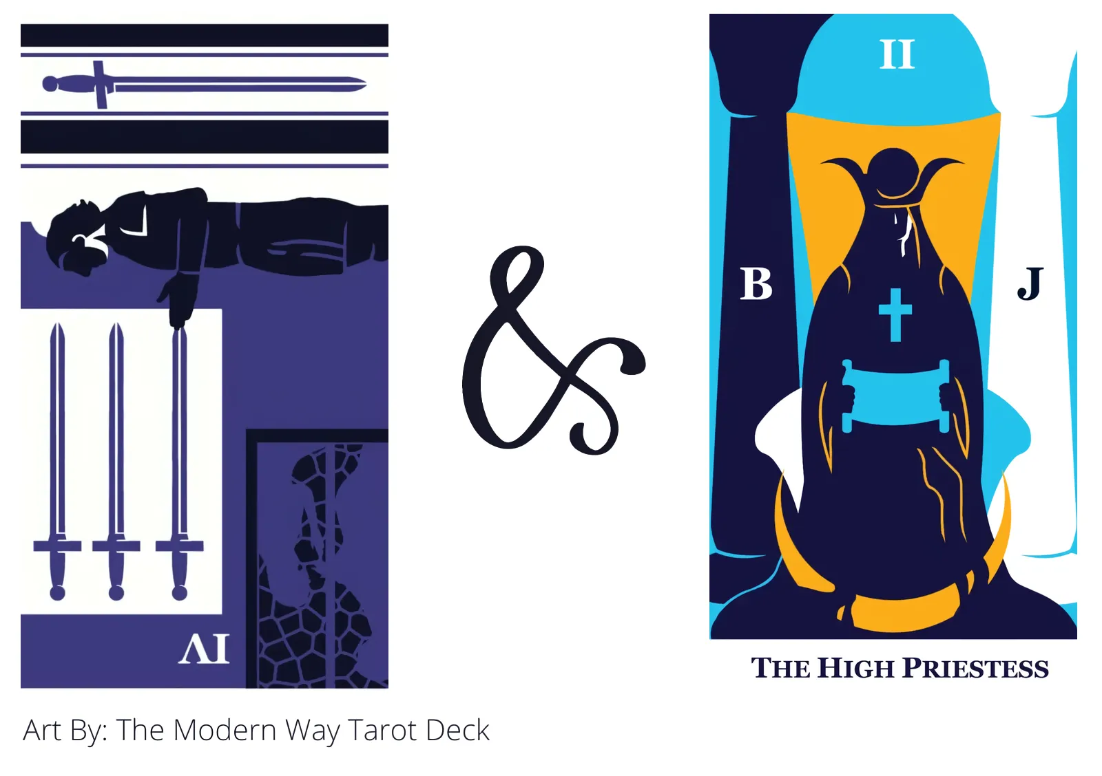 four of swords reversed and the high priestess tarot cards together