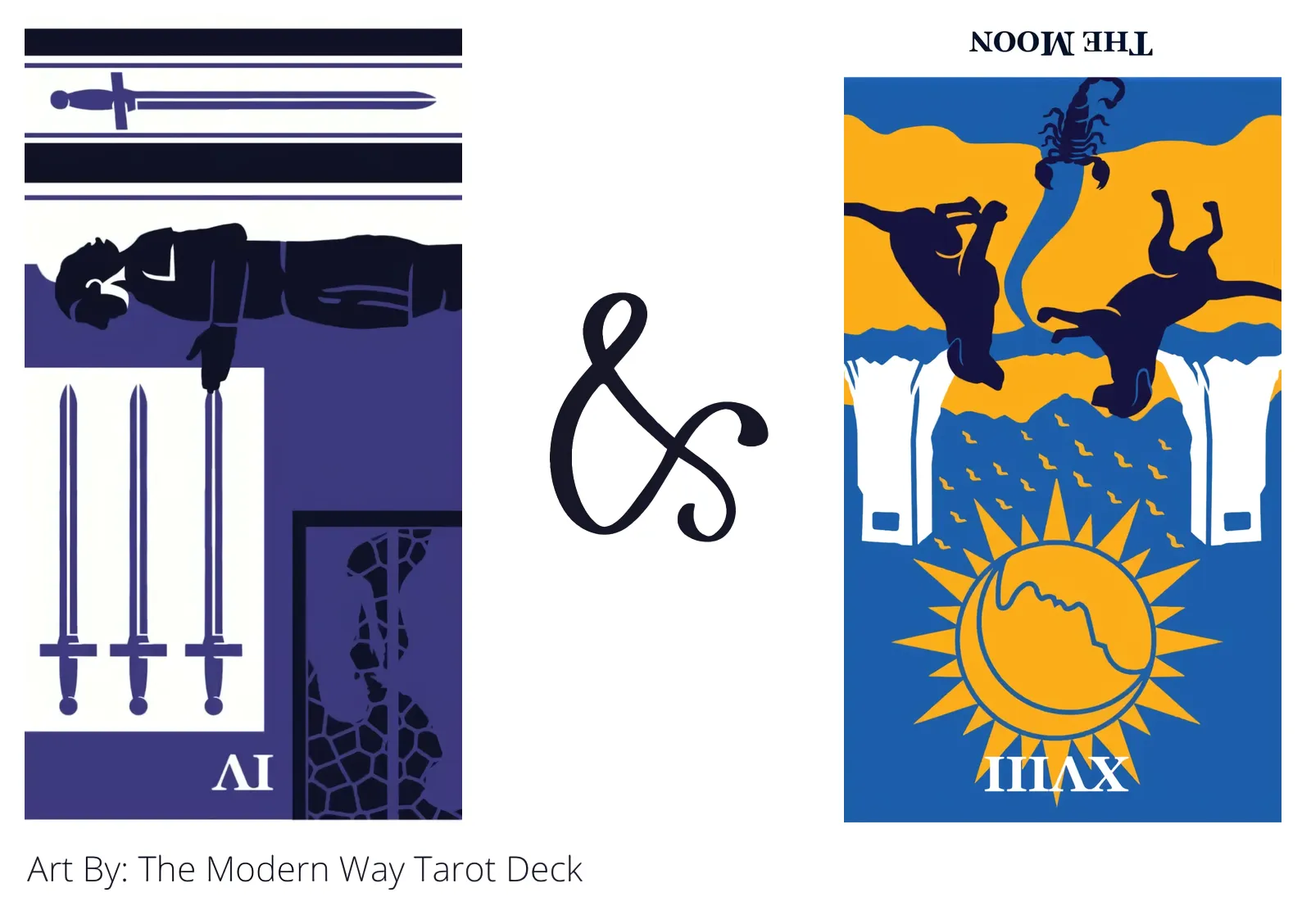 four of swords reversed and the moon reversed tarot cards together