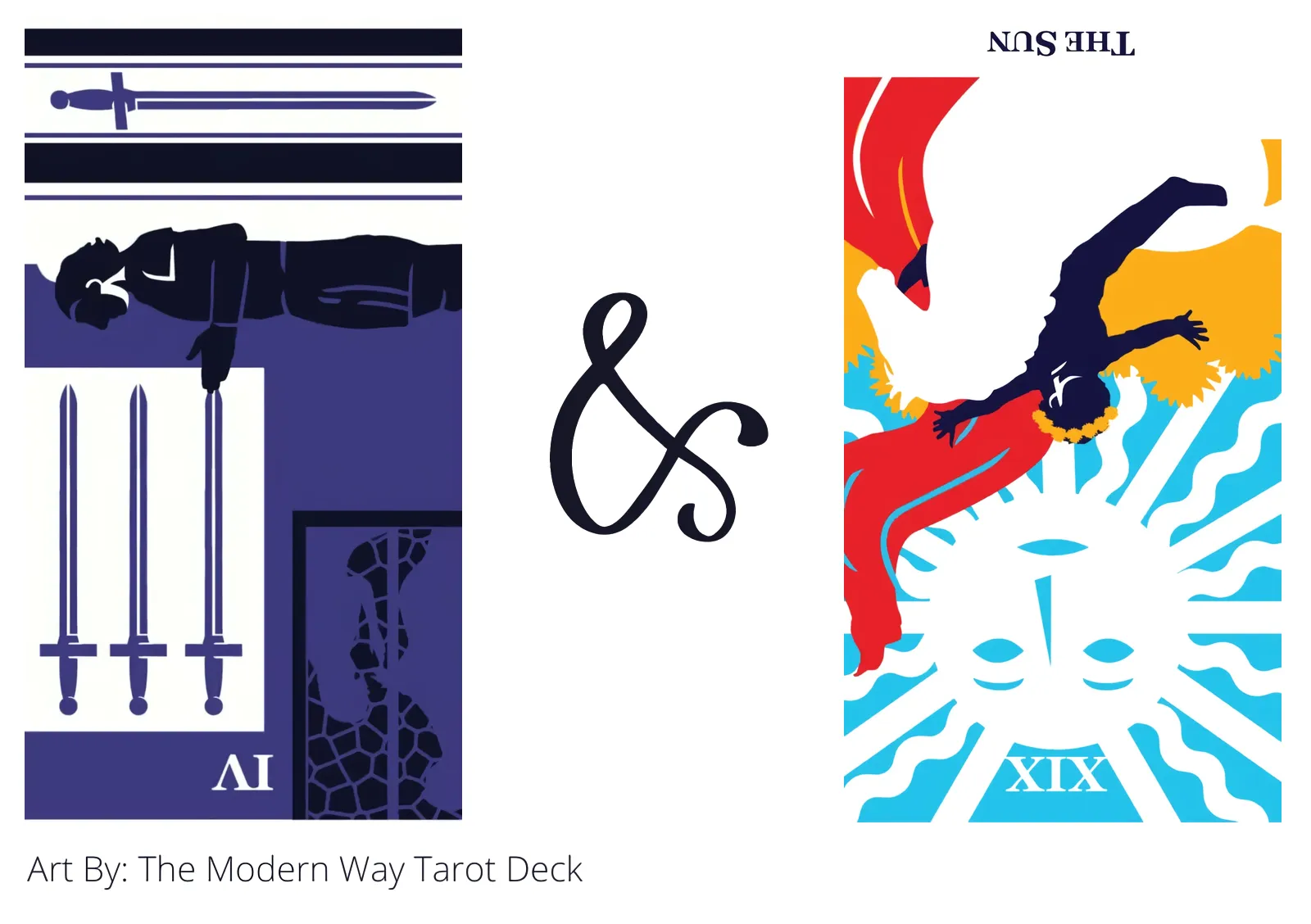 four of swords reversed and the sun reversed tarot cards together