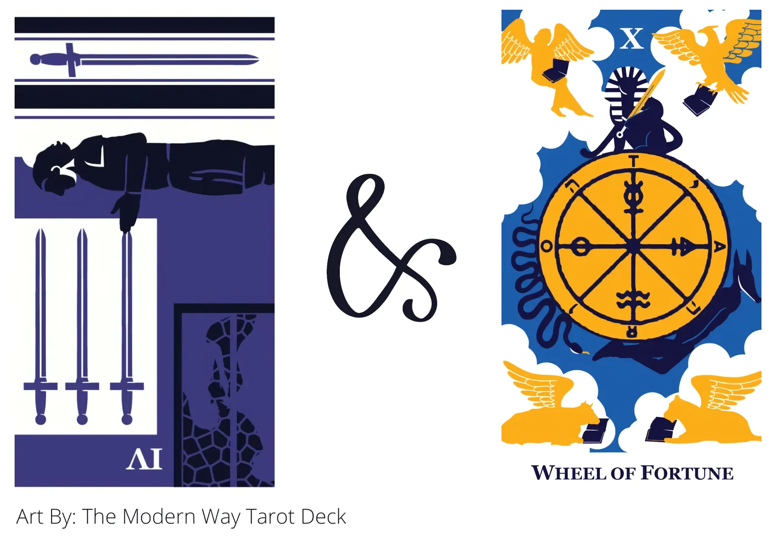 four of swords reversed and wheel of fortune tarot cards together