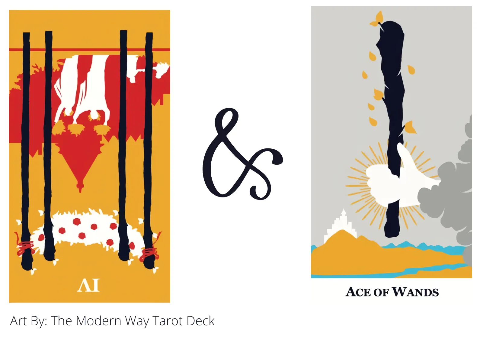 four of wands reversed and ace of wands tarot cards together