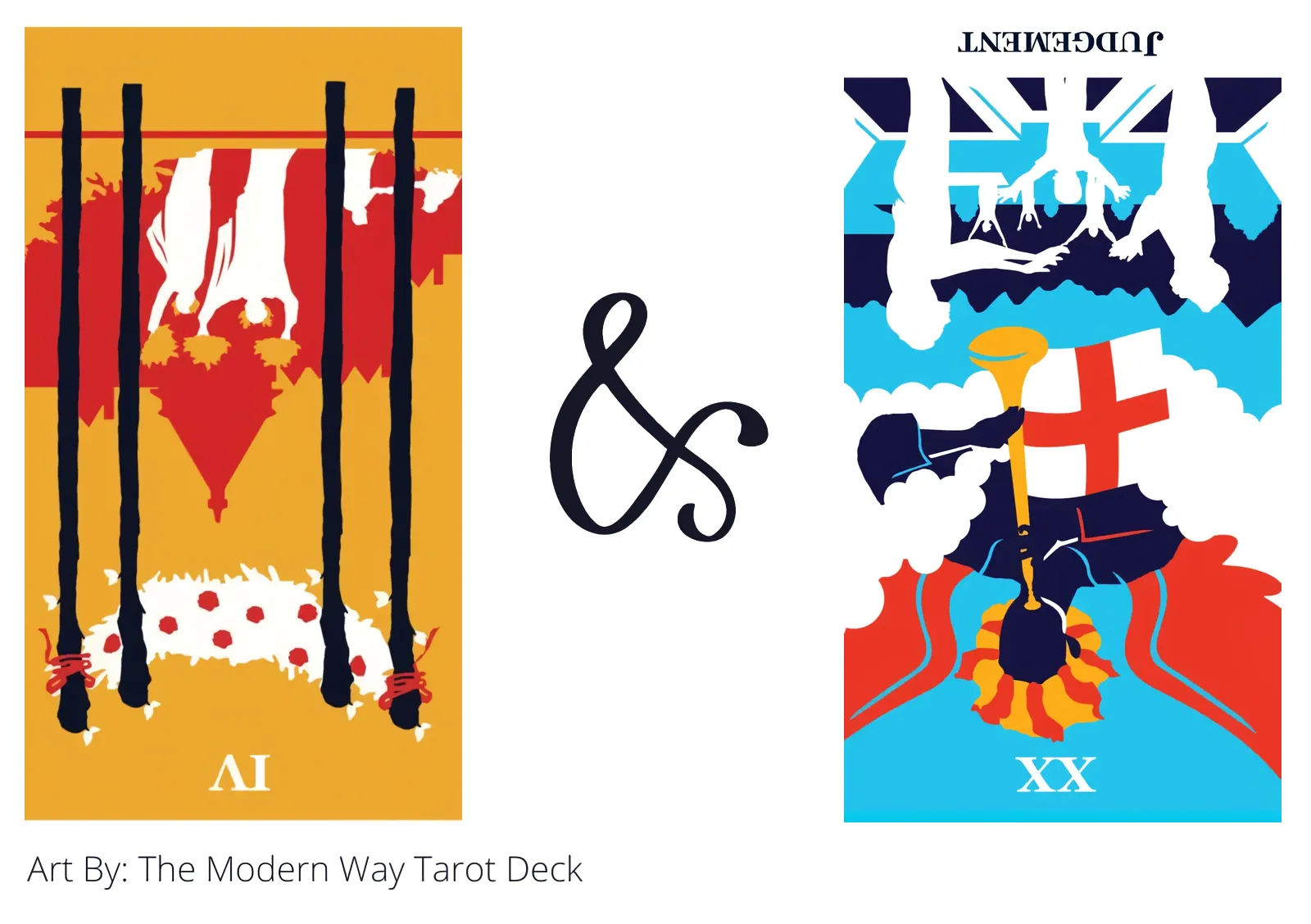 four of wands reversed and judgement reversed tarot cards together
