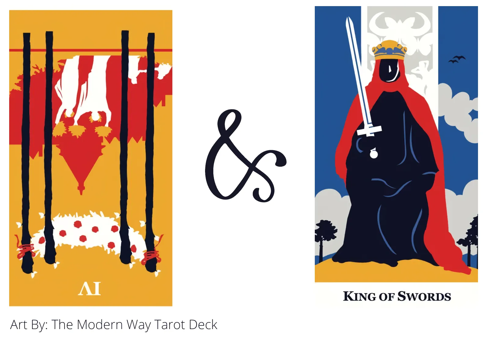 four of wands reversed and king of swords tarot cards together