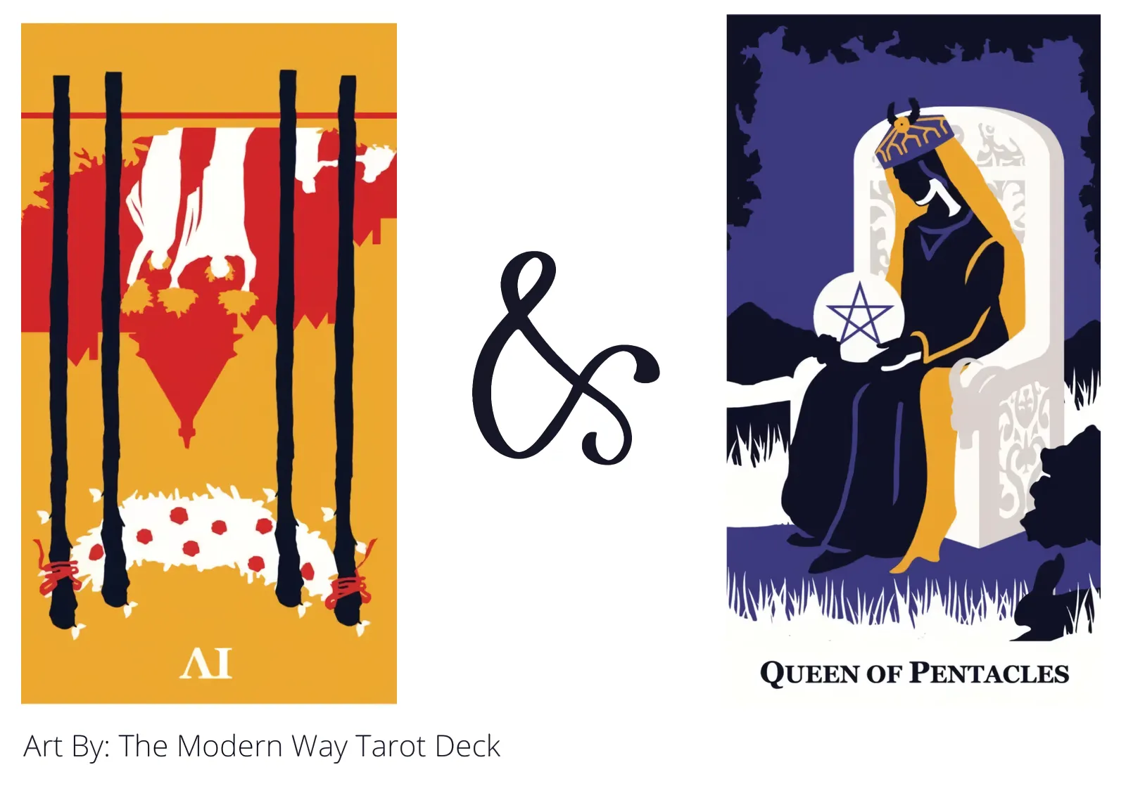 four of wands reversed and queen of pentacles tarot cards together