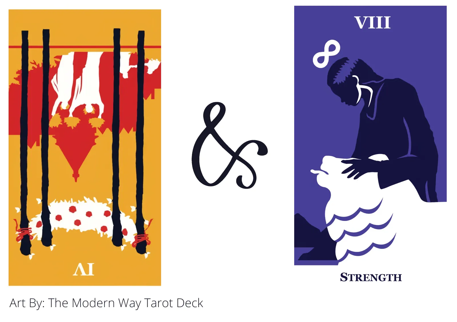four of wands reversed and strength tarot cards together