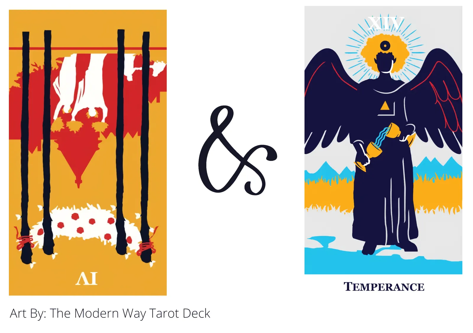 four of wands reversed and temperance tarot cards together