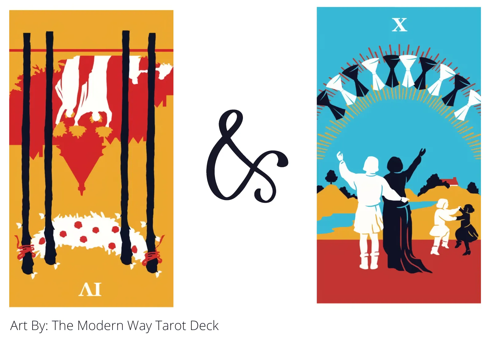 four of wands reversed and ten of cups tarot cards together
