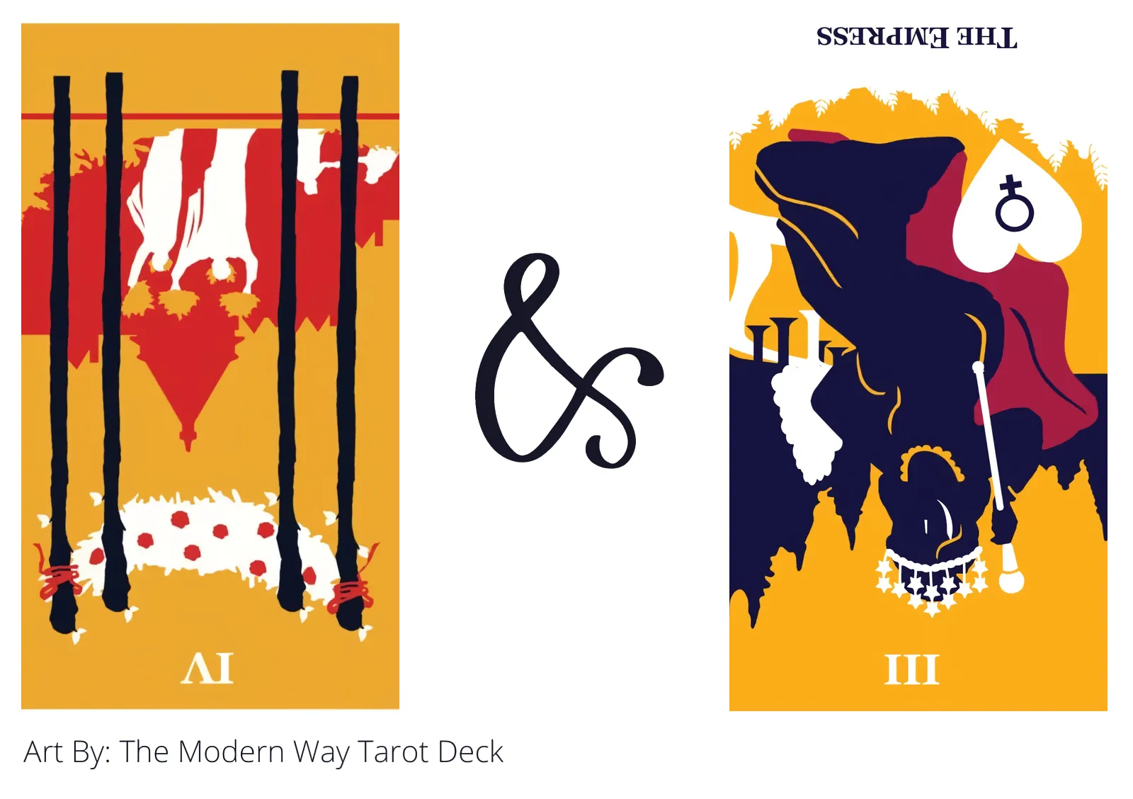 four of wands reversed and the empress reversed tarot cards together