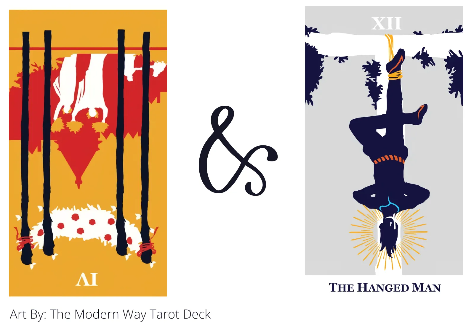 four of wands reversed and the hanged man tarot cards together