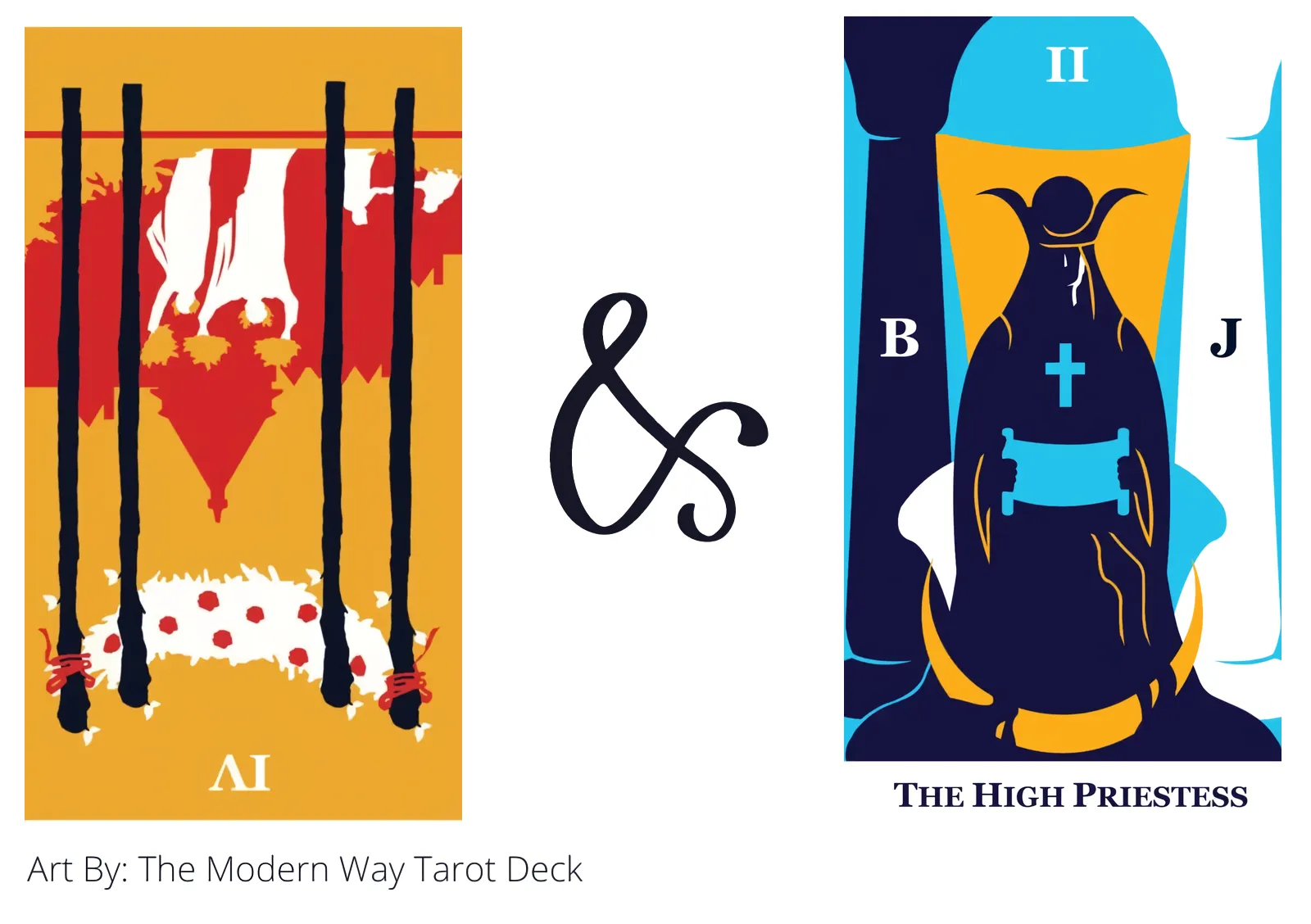 four of wands reversed and the high priestess tarot cards together