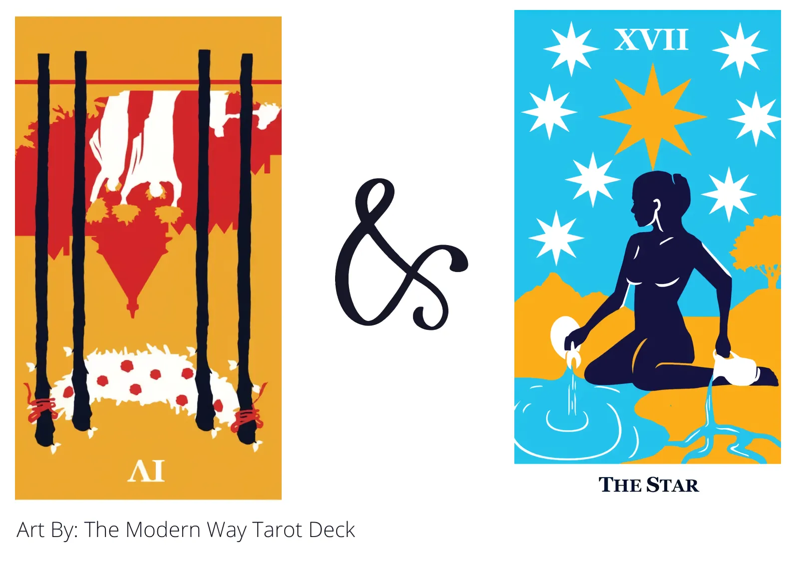 four of wands reversed and the star tarot cards together