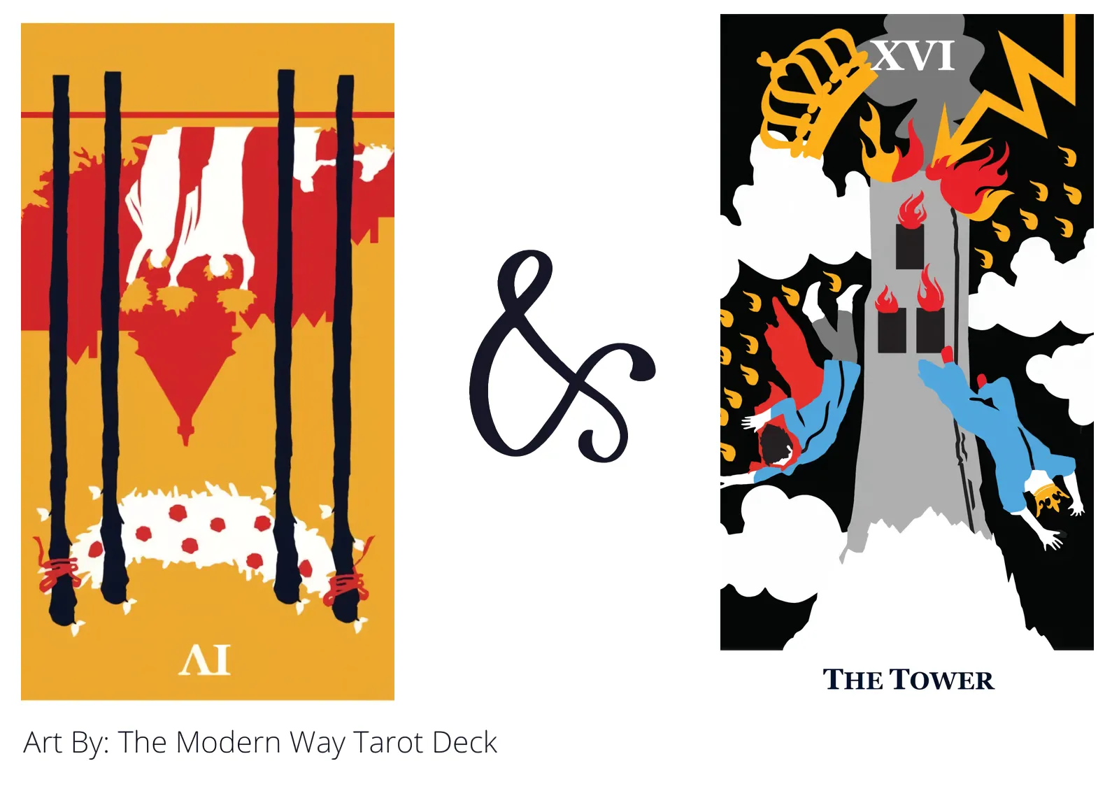 four of wands reversed and the tower tarot cards together
